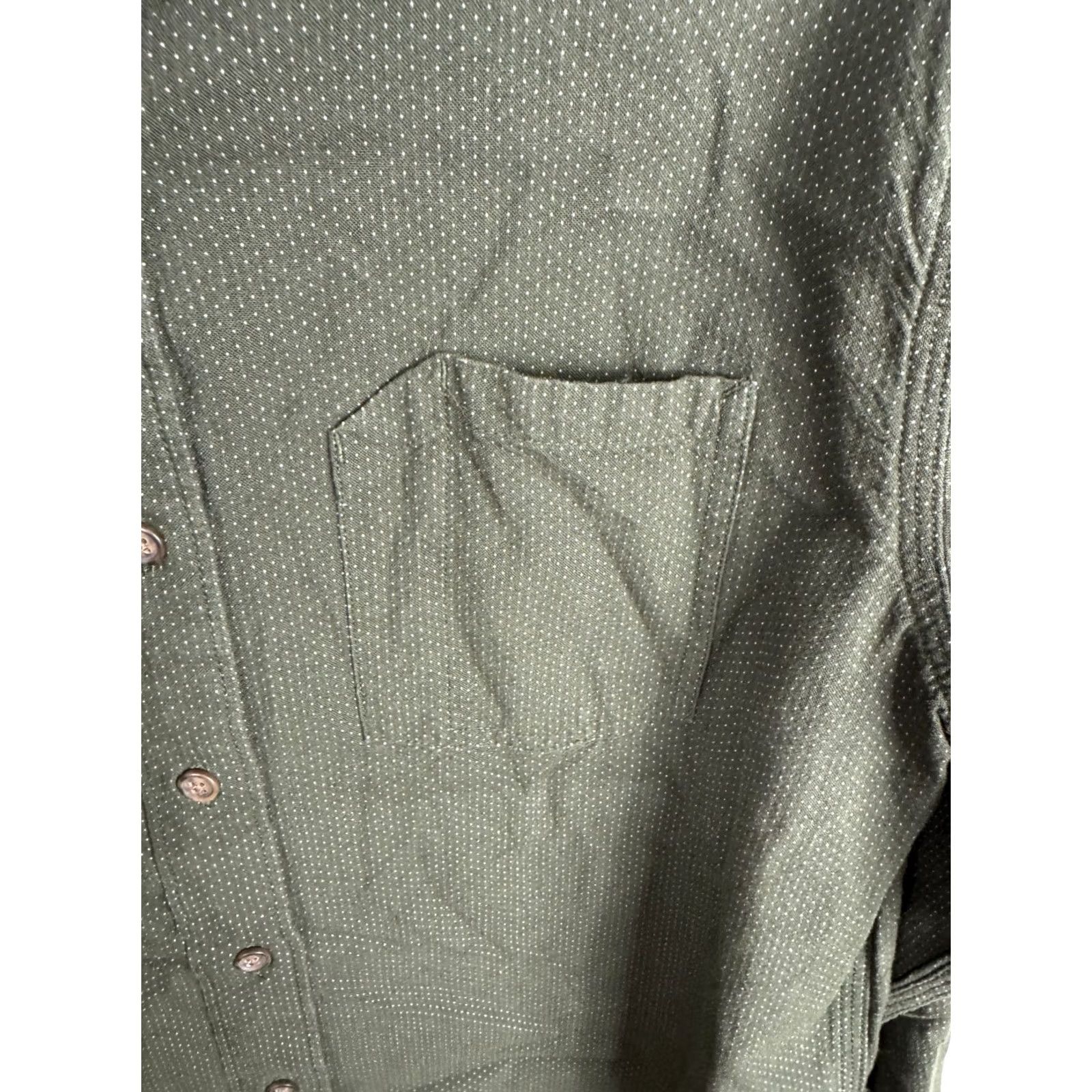 Vintage Bridge & Burn Shirt Mens Medium Green Dress Button Up Cotton L/S Pocket 125476 Size 40R - 3 Thumbnail