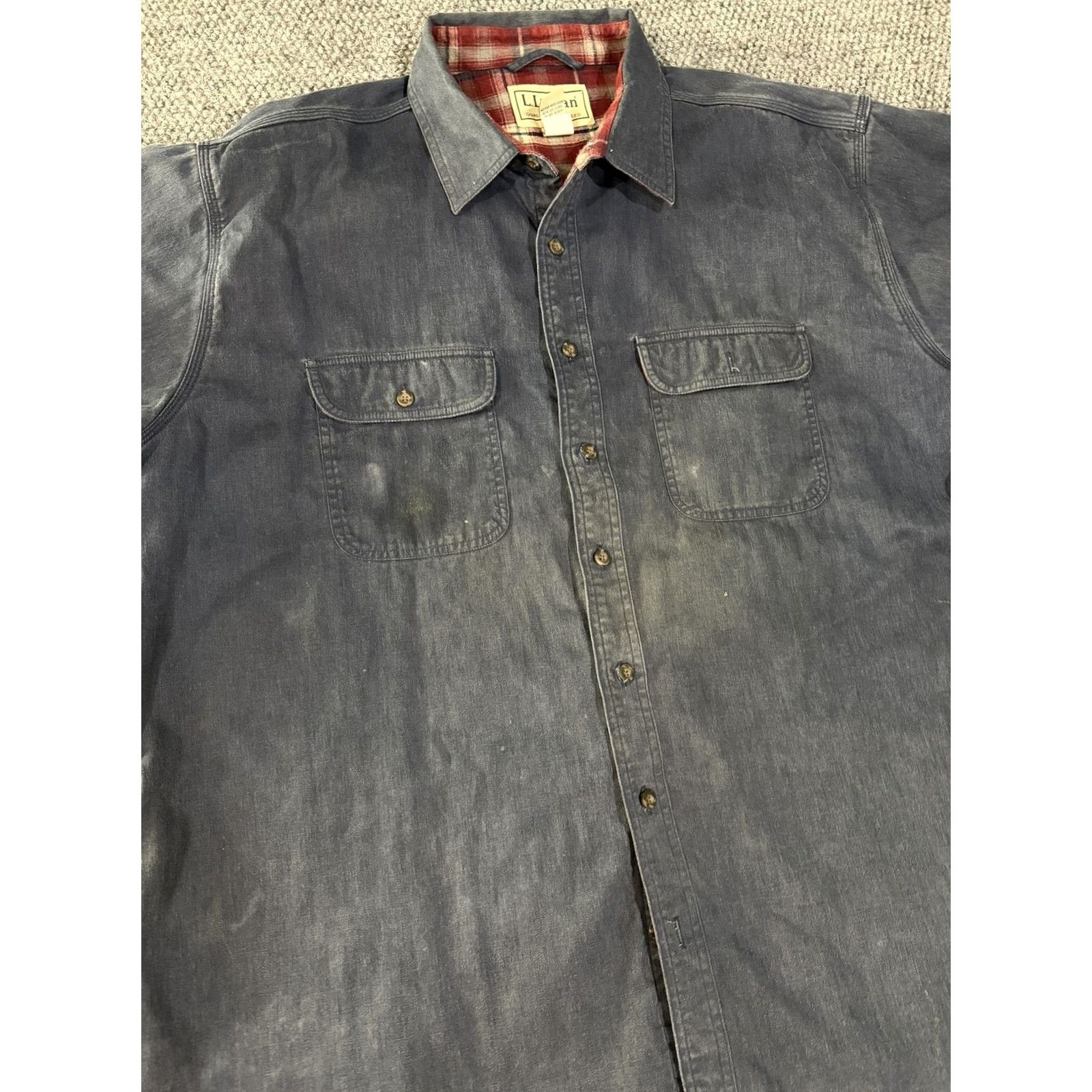 Vintage VINTAGE L.L.Bean Shirt Mens 2XL Blue Denim Flannel Lined Button Front Long Sleeve Casual Size US XXL / EU 58 / 5 - 4 Thumbnail