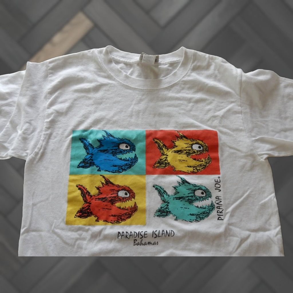 Vintage VINTAGE Pirana Joe Men's T-Shirt Size S Short Sleeve White Graphic Print Cotton Size US S / EU 44-46 / 1 - 1 Thumbnail