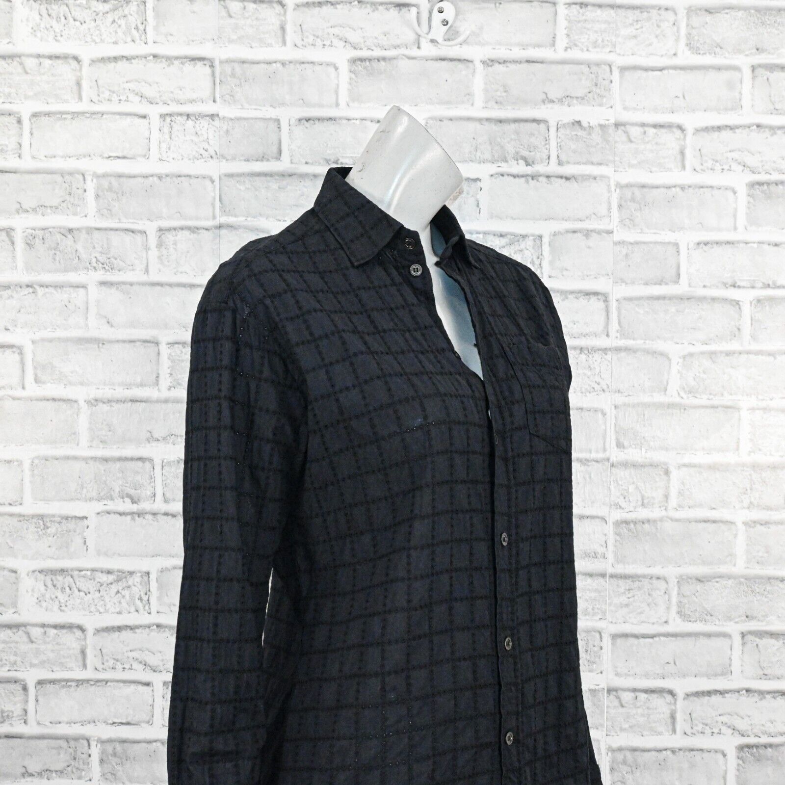 Tomas Maier Tomas Maier Eyelet Grid Check Button up Shirt in Black Size XS / US 0-2 / IT 36-38 - 10 Thumbnail