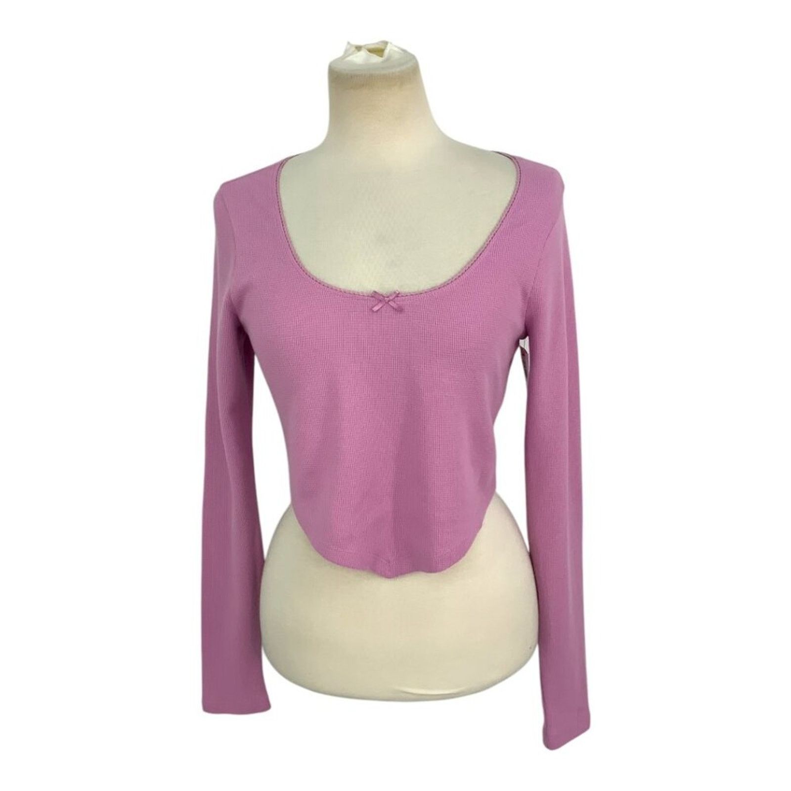Other Abound Long Sleeve Thermal Crop Top Pink Size Large NWOT Size L / US 10 / IT 46 - 1 Thumbnail
