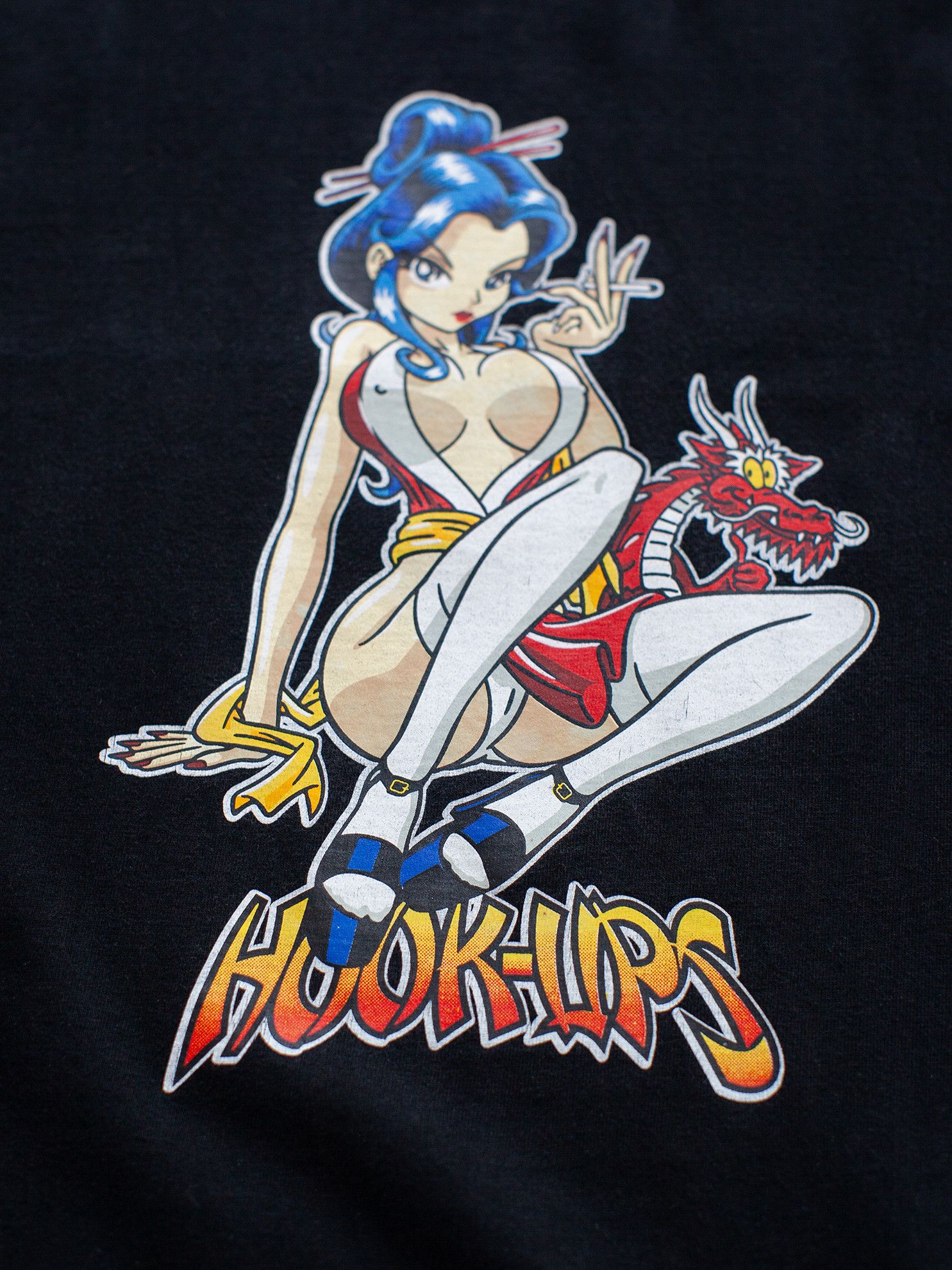 Vintage Vintage 00s Hook-Ups Smoking Geisha Anime T-Shirt Size US L / EU 52-54 / 3 - 3 Thumbnail