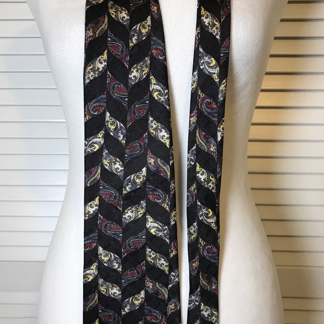 Stafford Stafford Executive Black Silk Paisley Short Wide Men Necktie Size ONE SIZE - 3 Thumbnail
