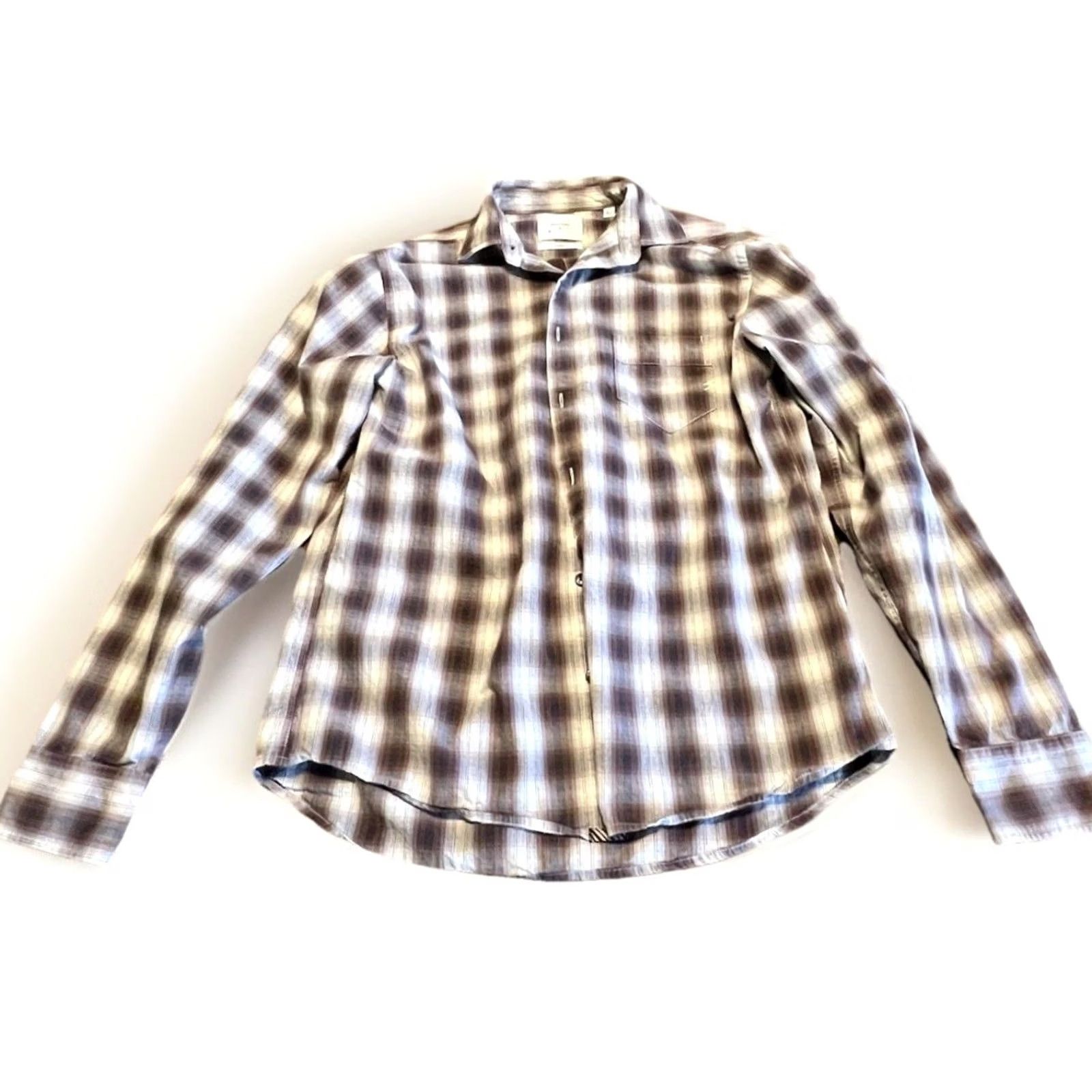 Billy Reid Billy Reid Plaid Button Down Shirt Mens S Brown Blue Cotton Standard Fit Size US S / EU 44-46 / 1 - 2 Thumbnail