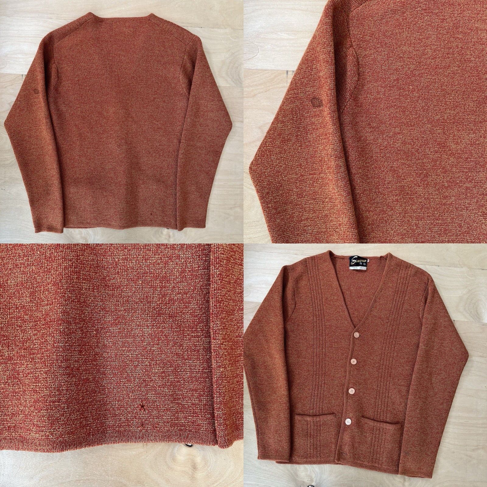 Vintage VINTAGE Snow Cardigan Orange Wool Sweater 60s Winter Outerwear Women S Slim Cardigan 80s Thomas & Friends Angel Pattern Buttons Size S / US 4 / IT 40 - 8 Thumbnail