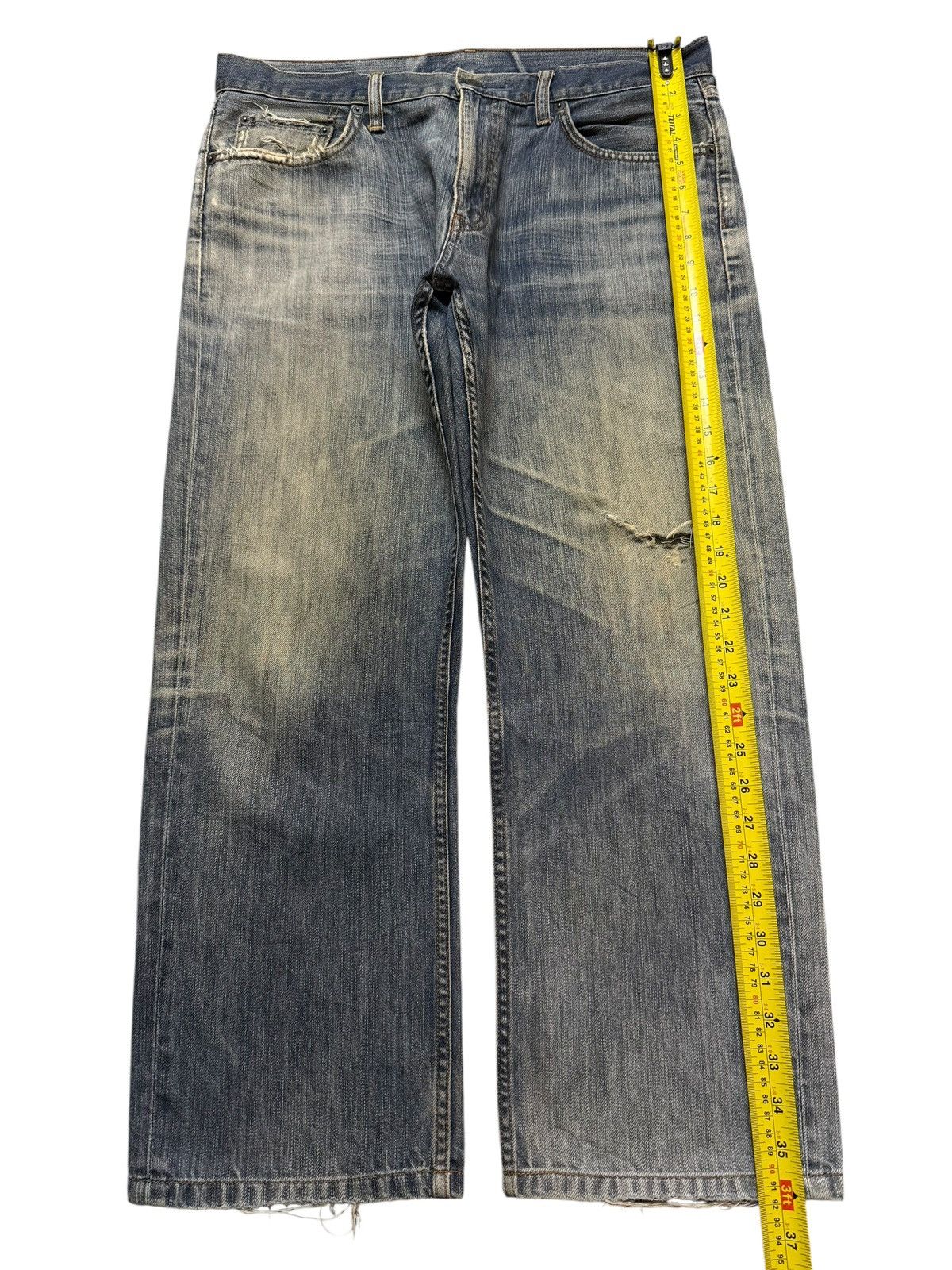 Uniqlo Vintage Y2K Japanese Uniqlo Mud Wash Distress Wide Leg Baggy Size US 35 - 9 Thumbnail
