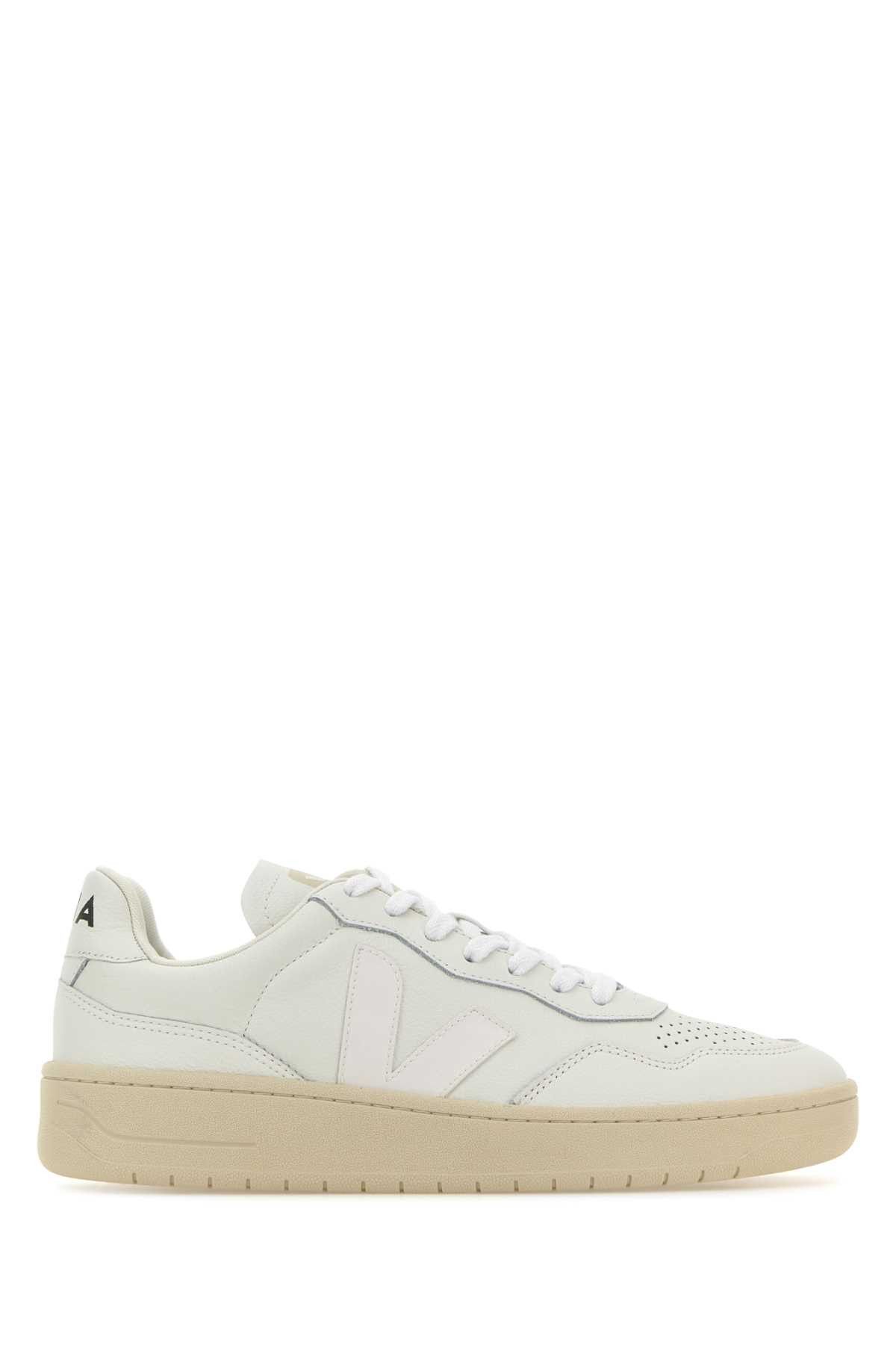 image of Veja White Leather V-90 Sneakers, Men's