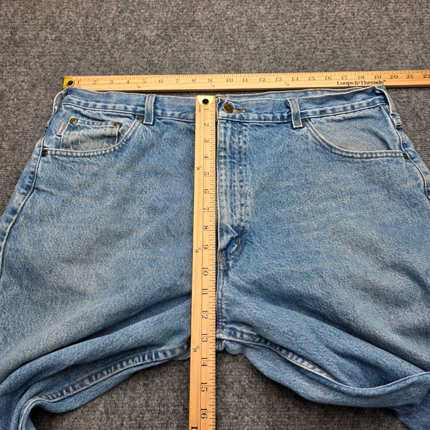 Carhartt Carhartt Relaxed Fit Straight Leg Jeans Mens 38x32 Light Wash Denim Work Size US 38 / EU 54 - 4 Thumbnail