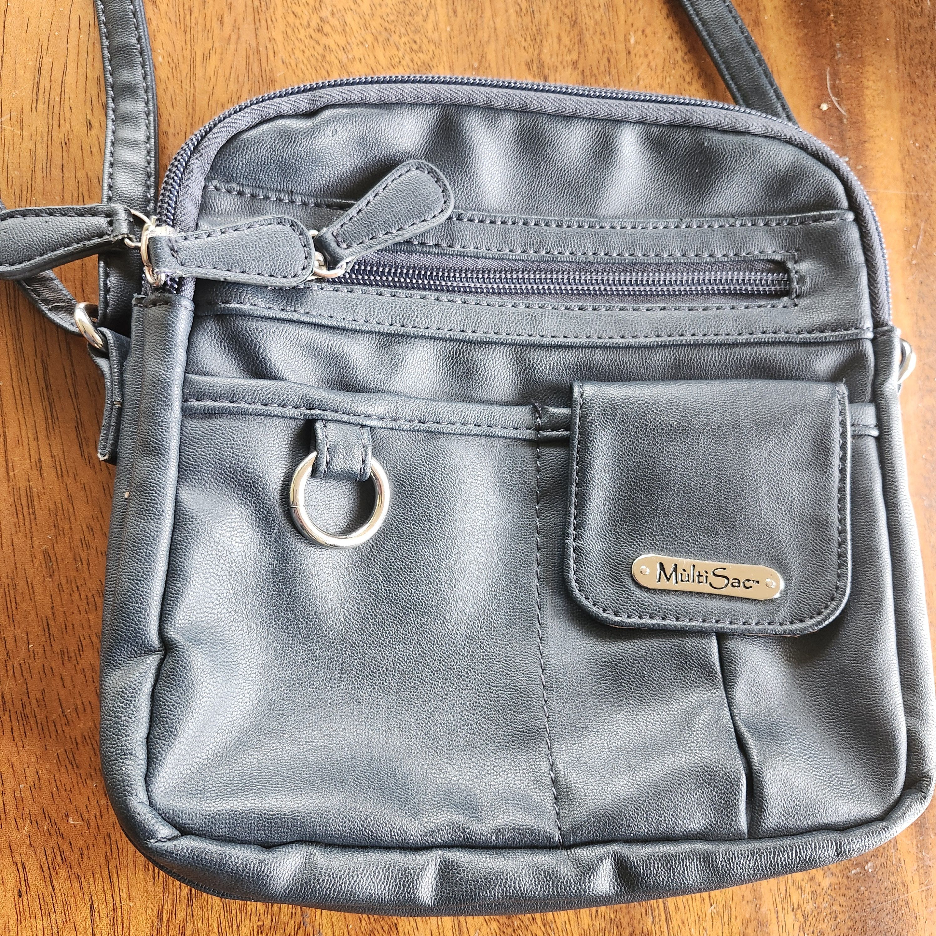 Other MultiSac Black Faux Leather Bag Purse Adj Strap Pockets Size ONE SIZE - 9 Thumbnail