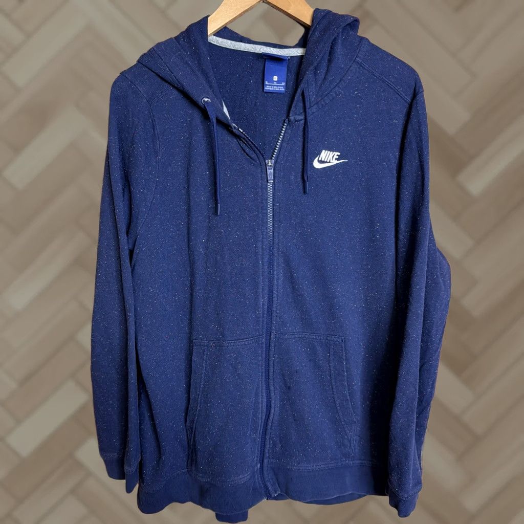 Nike Nike Sportswear Gym Vintage Hoodie Navy Blue Speckled Full Zip XL Women Size XL / US 12-14 / IT 48-50 - 1 Thumbnail