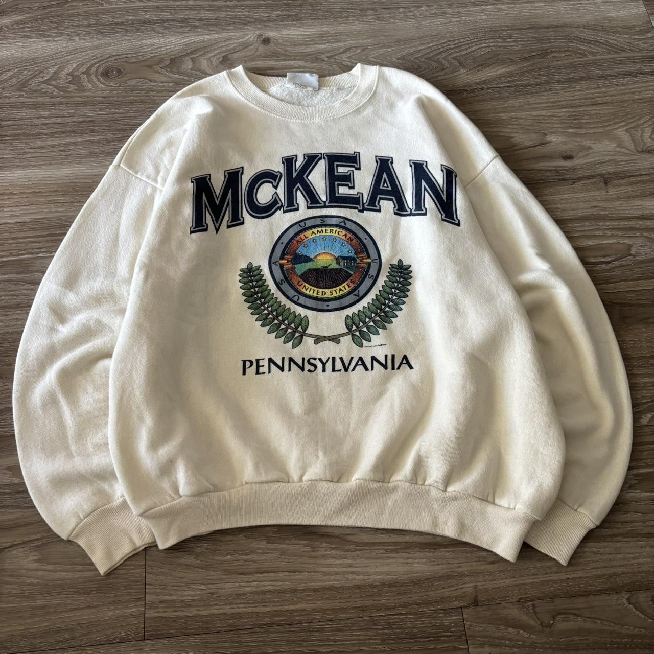 Vintage Crazy Vintage 90s White McKean Pennsylvania Crewneck Sweatshirt! Size XL Size US XL / EU 56 / 4 - 1 Thumbnail