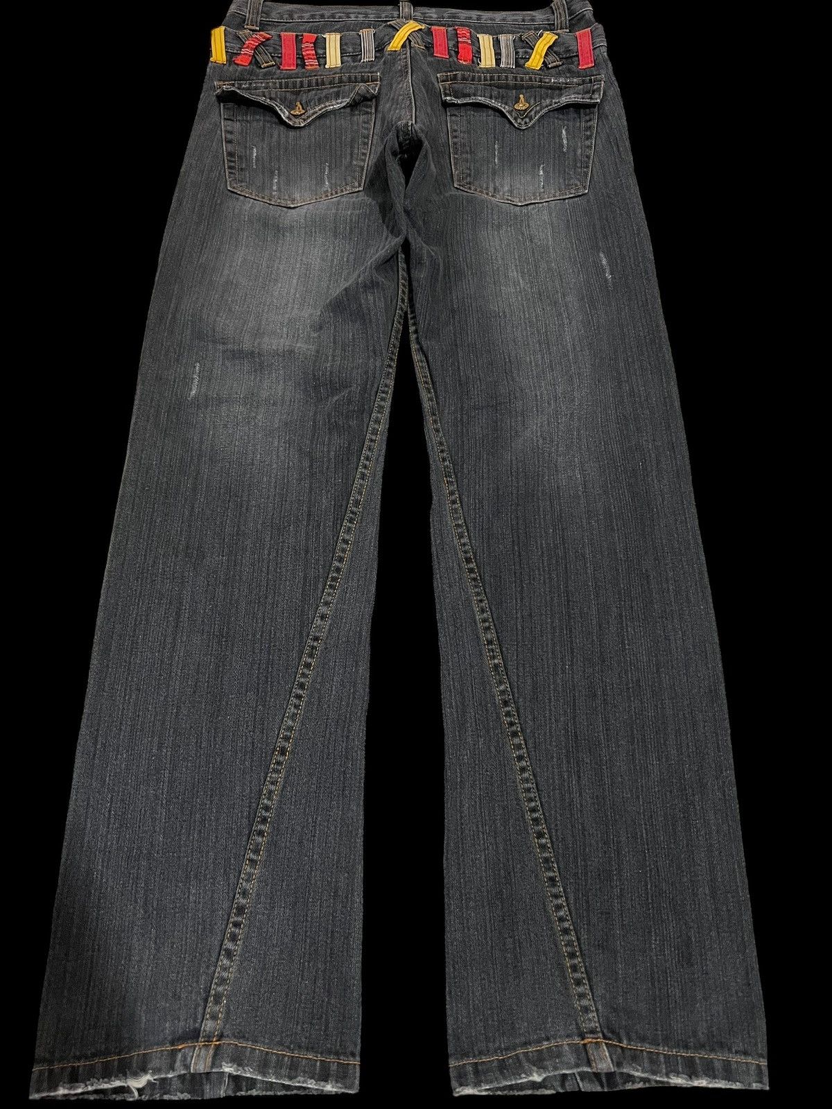 Japanese Brand 💥Double Waist💥90’s Nylaus Twist Leg distress Faded Jean Size US 33 - 2 Thumbnail