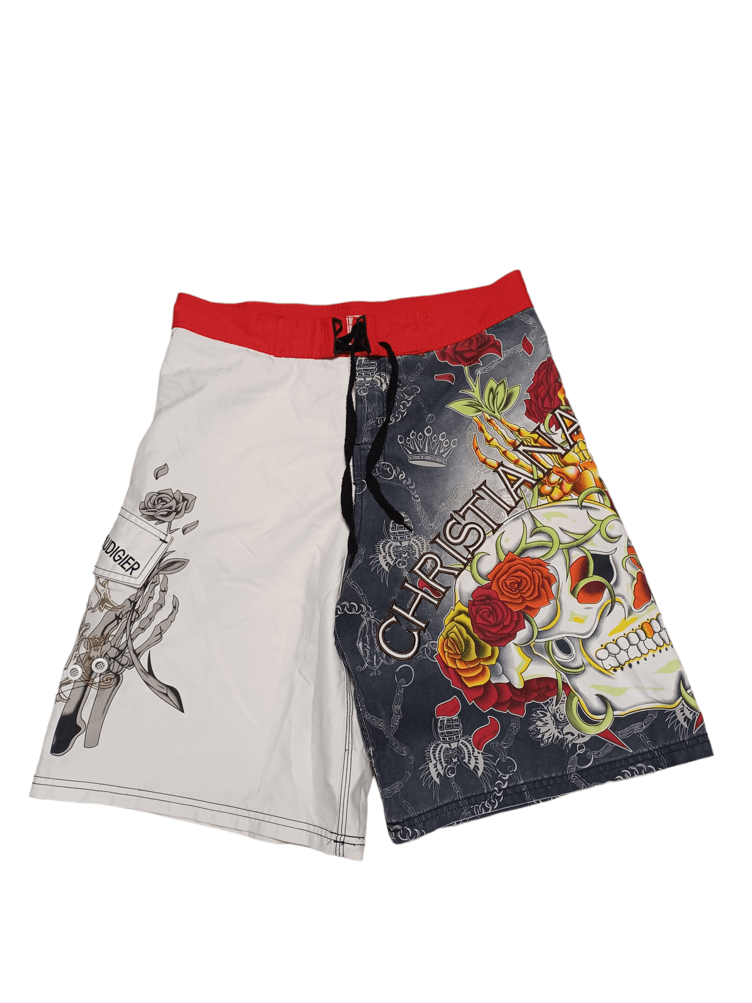 Christian Audigier CHRISTIAN AUDIGIER BIGLOGO SKULLS NYLON SHORTS Size US 34 / EU 50 - 1 Thumbnail