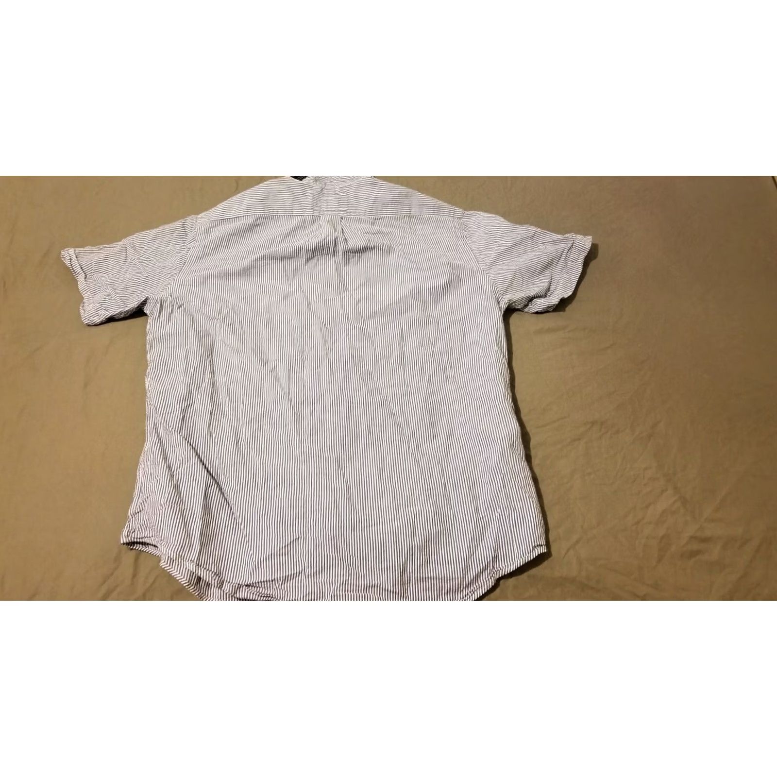 Polo Ralph Lauren Polo Ralph Lauren Mens L Blue Cotton Stripes Seersucker Button Dress Shirt Size 42R - 5 Thumbnail