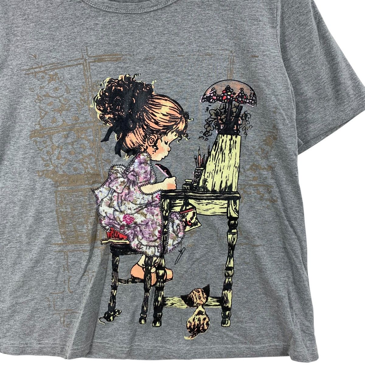Vintage Vintage YURINA PARIS Painting Cat Illustration Tee Shirt Top Size M / US 6-8 / IT 42-44 - 6 Thumbnail