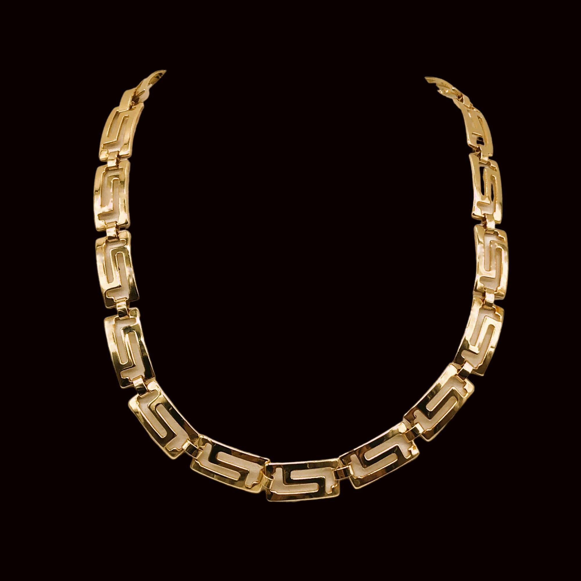 Vintage MCM Greek Key Collar Necklace Link Gold Plated? Vintage Mean Size ONE SIZE - 5 Thumbnail