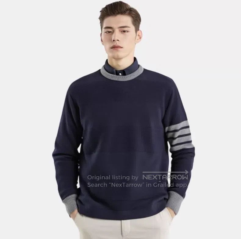 Thom Browne Thom Browne Navy Striped Knit Top Size US XL / EU 56 / 4 - 9 Thumbnail