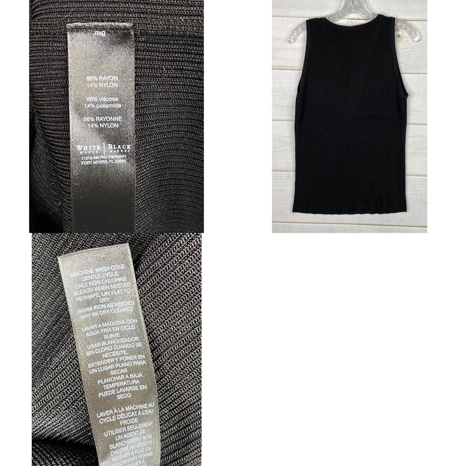 White House Black Market White House Black Market Tank Womens M Black Ribbed Knit Top Sleeveless Round Neck Stretch Pullover Casual Tunic Cardigan? Size M / US 6-8 / IT 42-44 - 8 Thumbnail