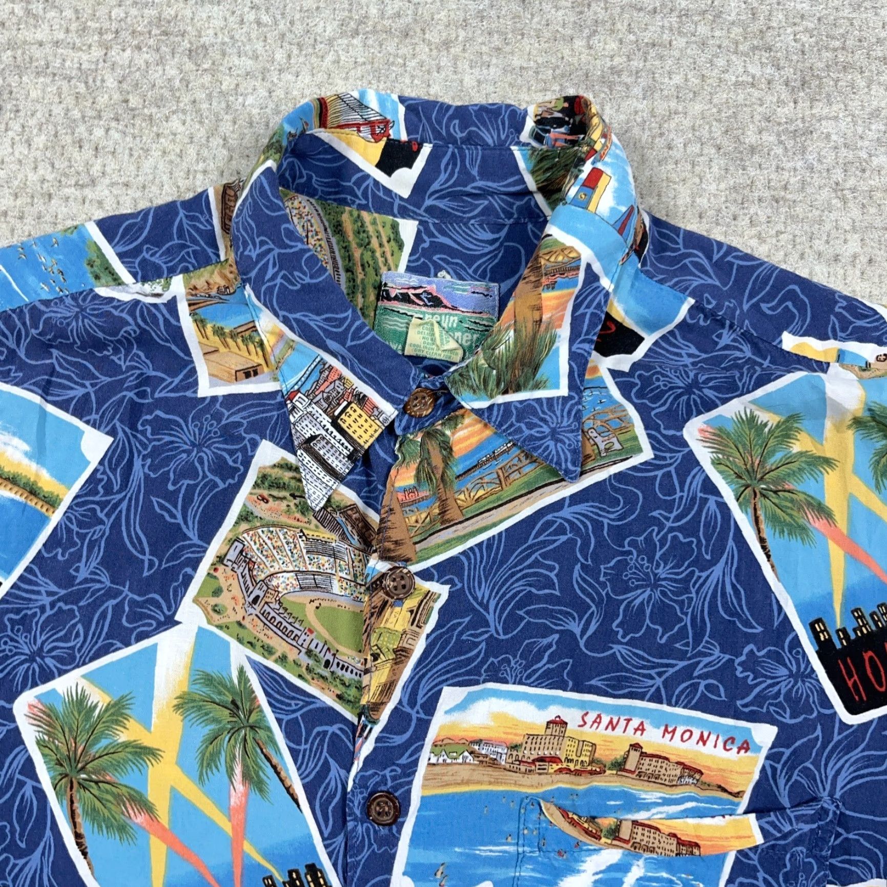 Reyn Spooner VINTAGE Reyn Spooner Hawaiian Shirt Men Medium Blue Rayon Postcards Adult Size US M / EU 48-50 / 2 - 4 Thumbnail