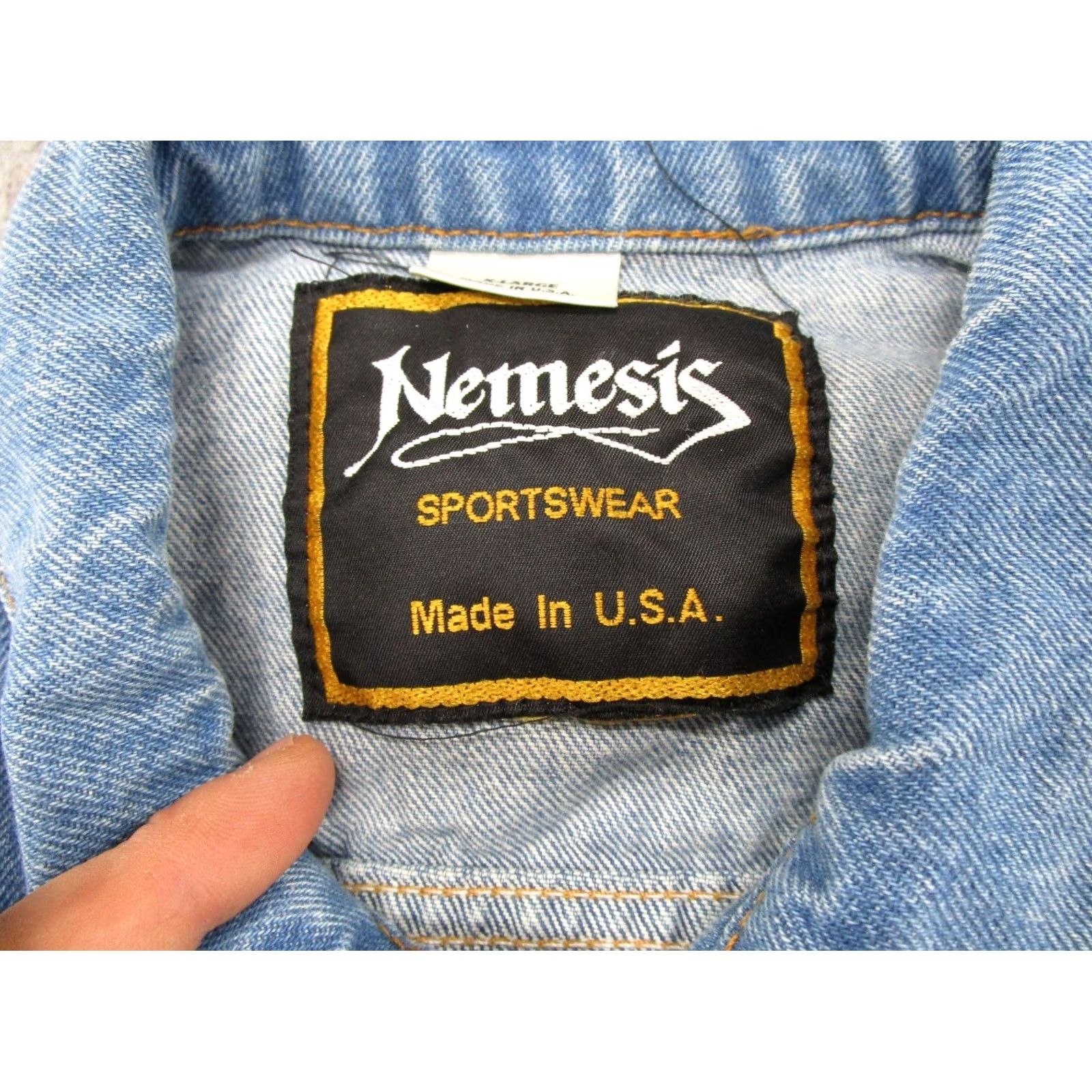 Denime Nemesis Jeans Jacket Mens XL Denim Blue Trucker Made in USA St Croix Hotel Casino Bomber Jacket USA Vintage Regular Mens XL Blue Denim Jacket Size US 36 / EU 52 - 3 Thumbnail