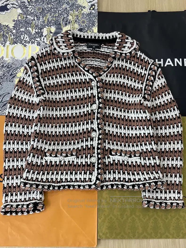 Chanel Chanel Color-matched striped woven jacket Size XXS / US 00 / IT 34 - 1 Thumbnail