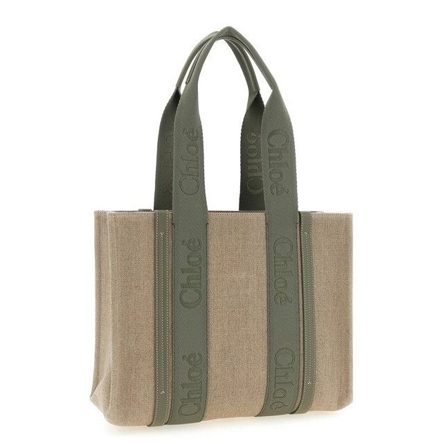 Chloe Chloe Medium Green Linen Shopper Tote Bag New & Authentic Size ONE SIZE - 2 Thumbnail