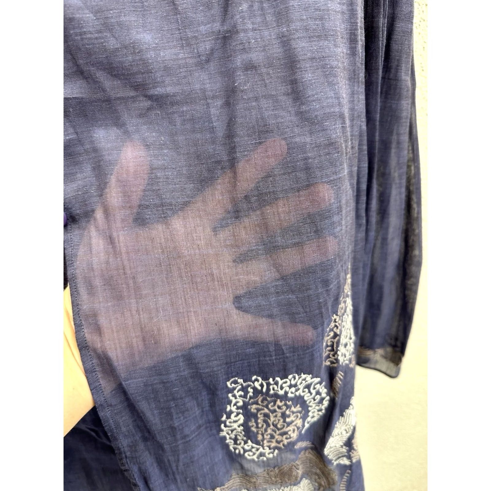 Vintage Nitva Womens Tunic Size 46 Blue Sheer Floral Button Up Long Sleeve VTG Size L / US 10 / IT 46 - 4 Thumbnail