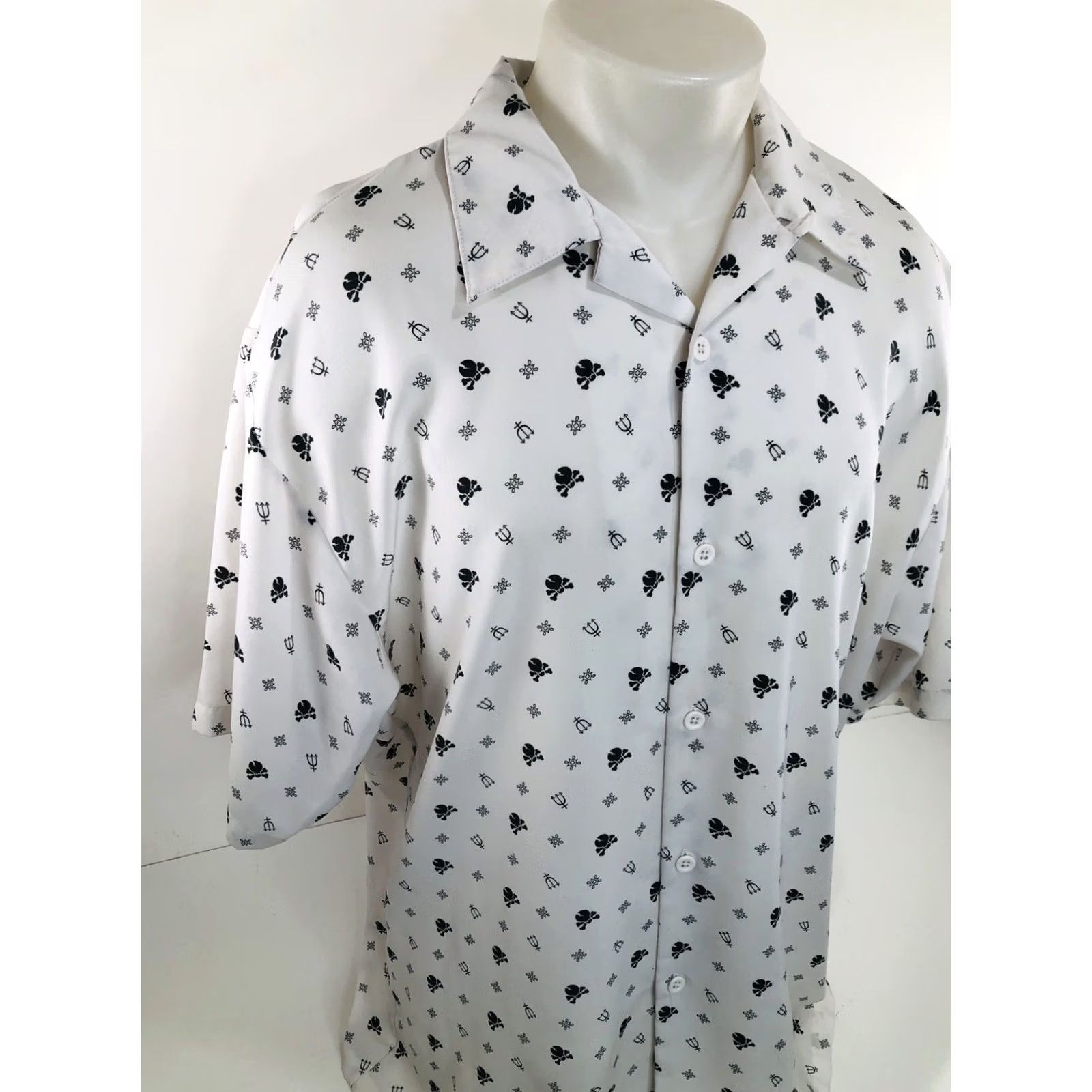 Vintage Dragonfly Shirt HIGH VOLTAGE Skull / Crossbones Trident Cross White / Black XL XXL Mens Size US XXL / EU 58 / 5 - 2 Thumbnail
