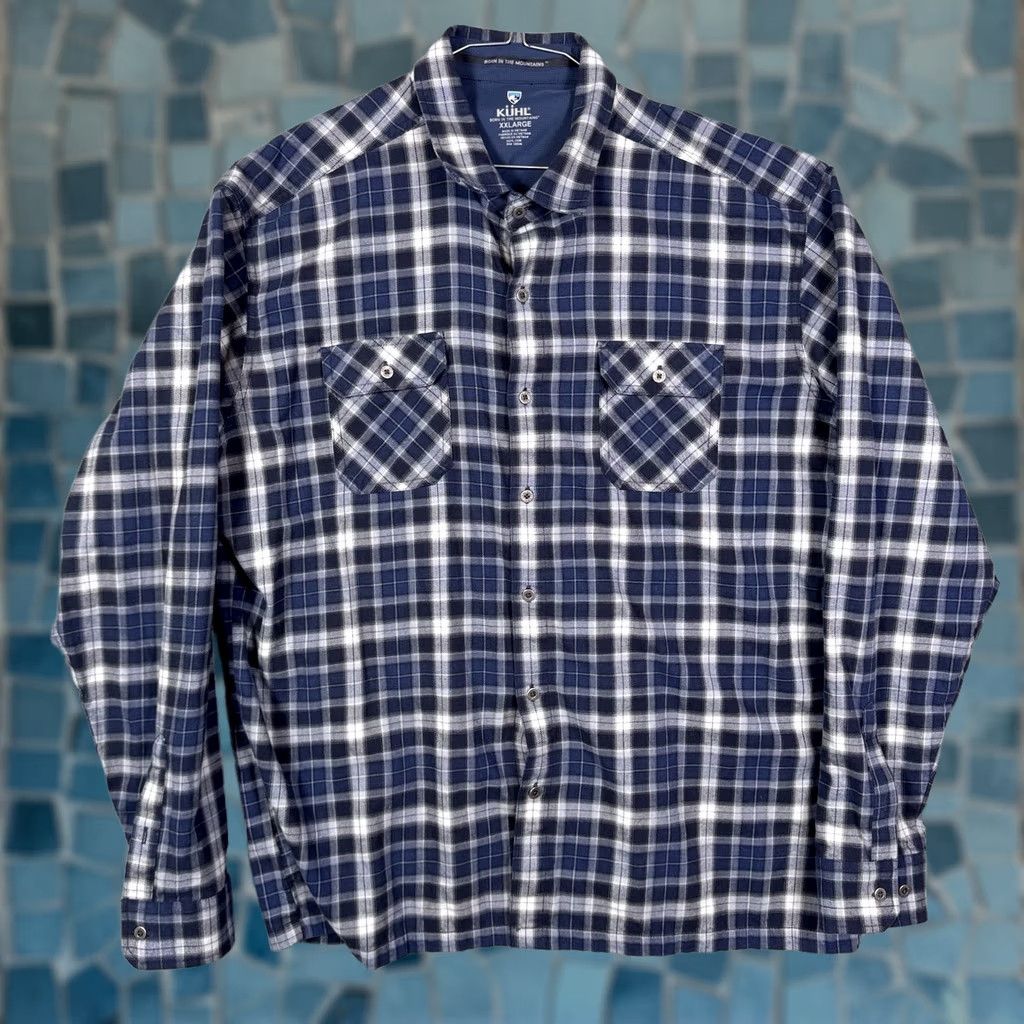 Vintage Kuhl Dillingr Flannel Shirt Men’s 2XL XXL Plaid Long Sleeve Outdoor Hike Blue Size US XXL / EU 58 / 5 - 1 Thumbnail