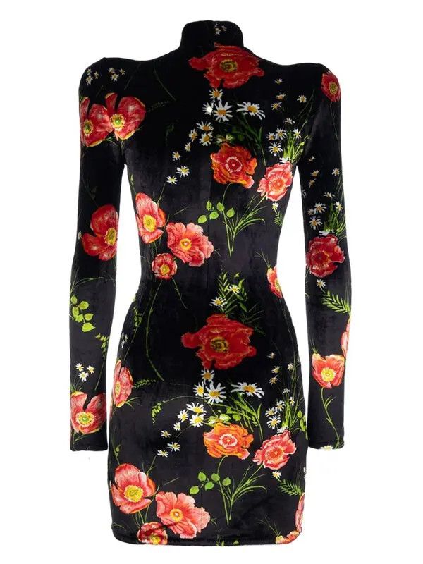 Balenciaga o1y0625 Turtleneck Mini Dress in Multicolor Size M / US 6-8 / IT 42-44 - 2 Thumbnail