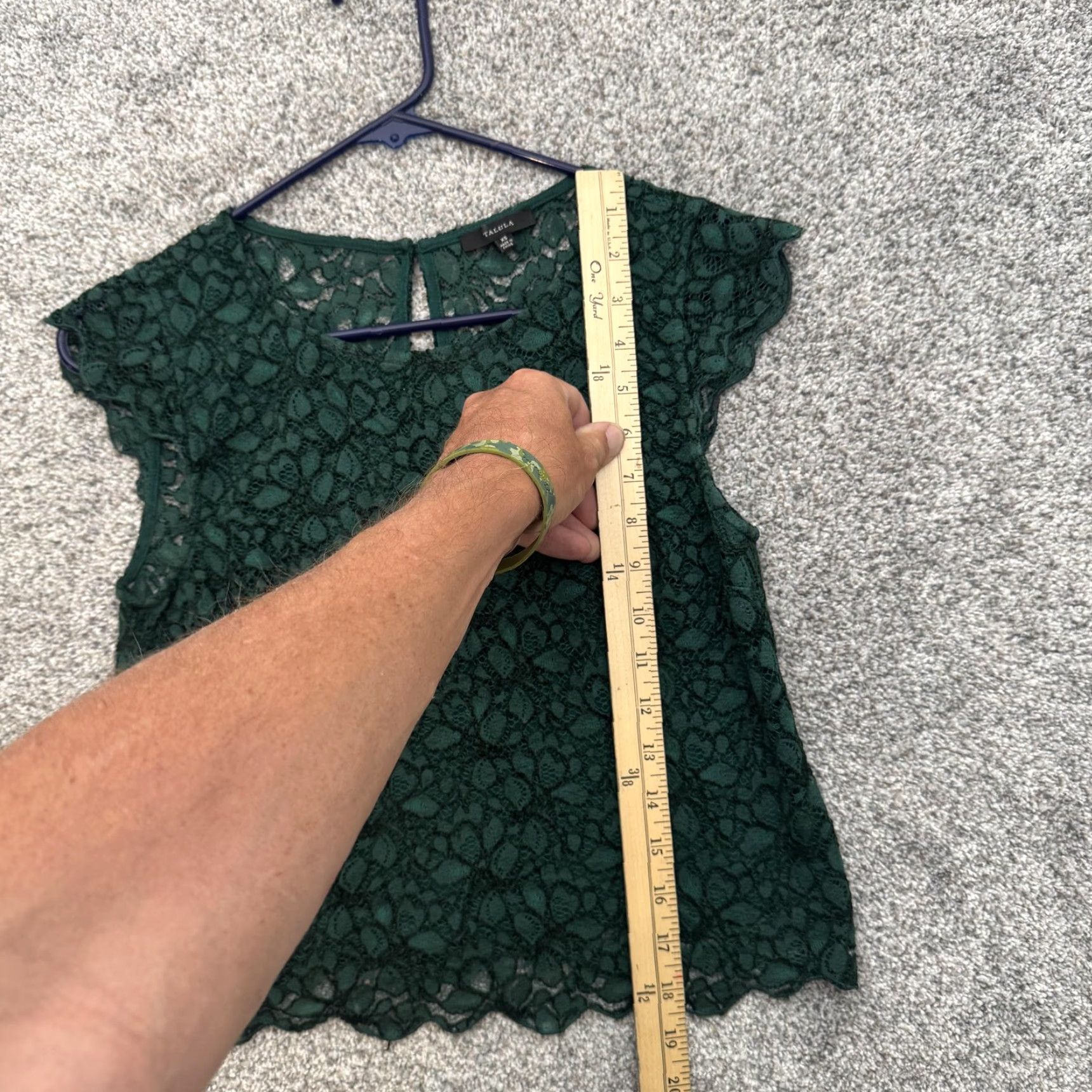 Vintage Talula Lace Top Blouse Womens XS Green Sleeveless Lined Scallop Hem Floral Boho Size XS / US 0-2 / IT 36-38 - 2 Thumbnail