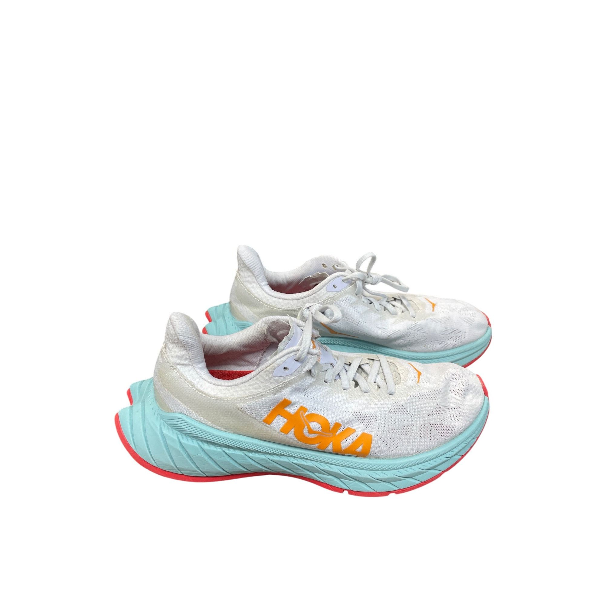 Hoka Hoka Womens Carbon X White green orange Running Sneakers Sz Size US 8.5 / IT 38.5 - 11 Thumbnail