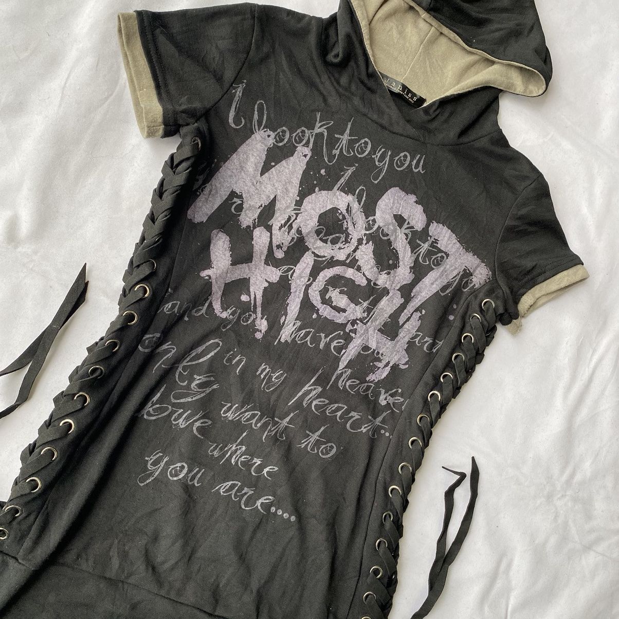 If Six Was Nine × Japanese Brand × Le Grande Bleu (L.G.B.) Japanese Hooded Mini Dress Lace Up Punk Gothic L.G.B Style Size M / US 6-8 / IT 42-44 - 7 Thumbnail