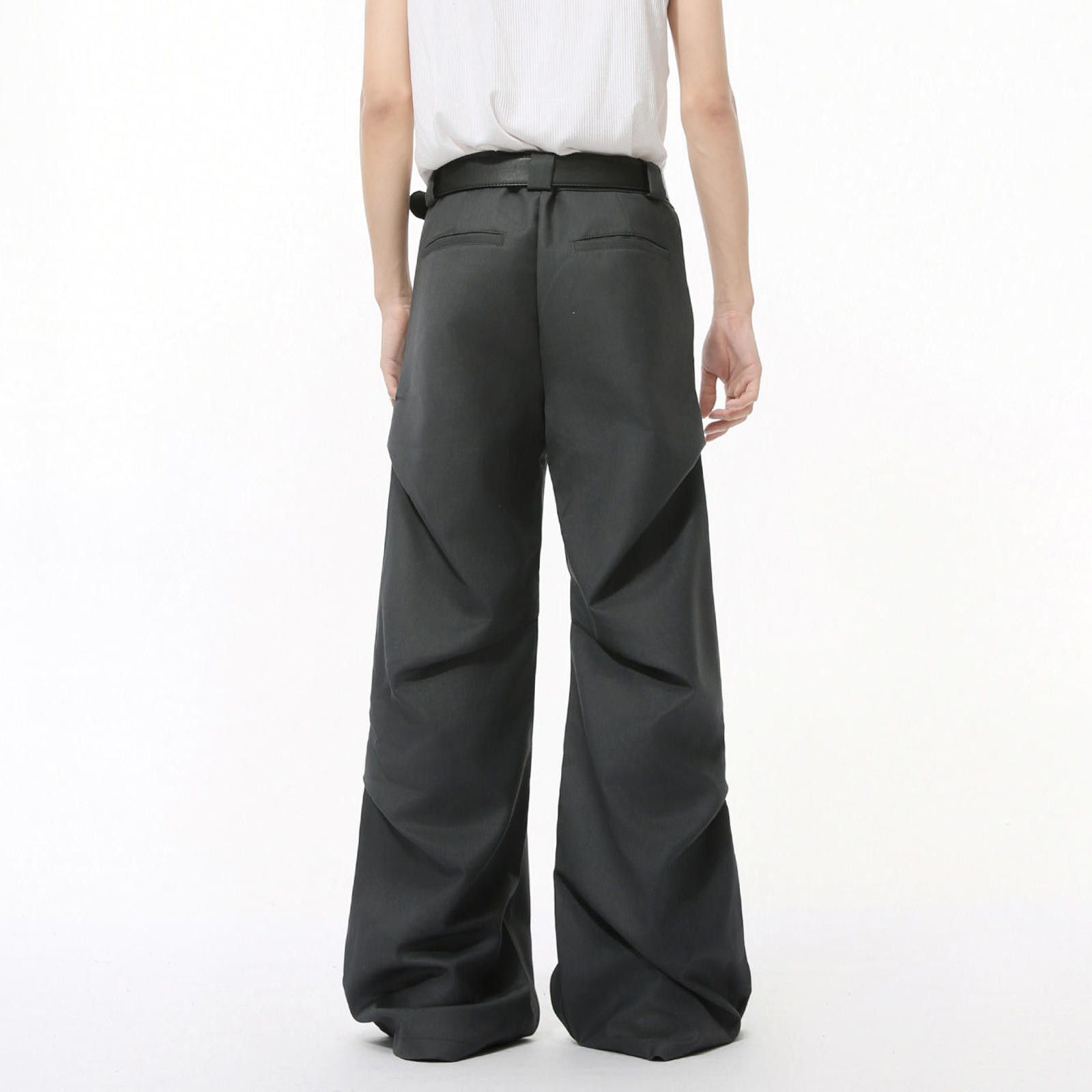 Japanese Brand Black Wide Leg Cargo Pants, Loose Fit Men's Trousers Size US 32 / EU 48 - 2 Thumbnail
