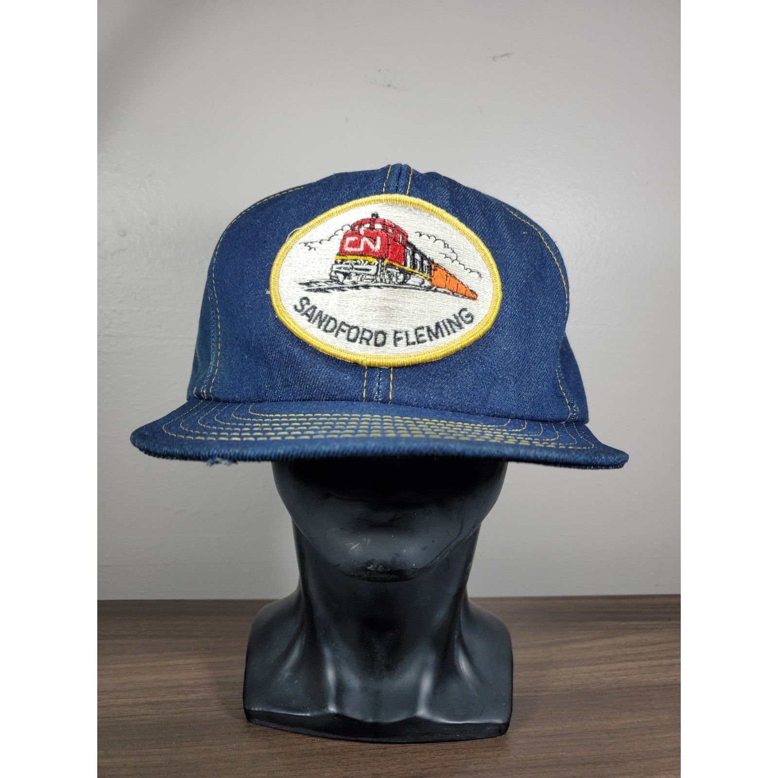 Vintage Sandford Fleming Denim Trucker Hat Snapback Cap Canada Train Size ONE SIZE - 2 Thumbnail