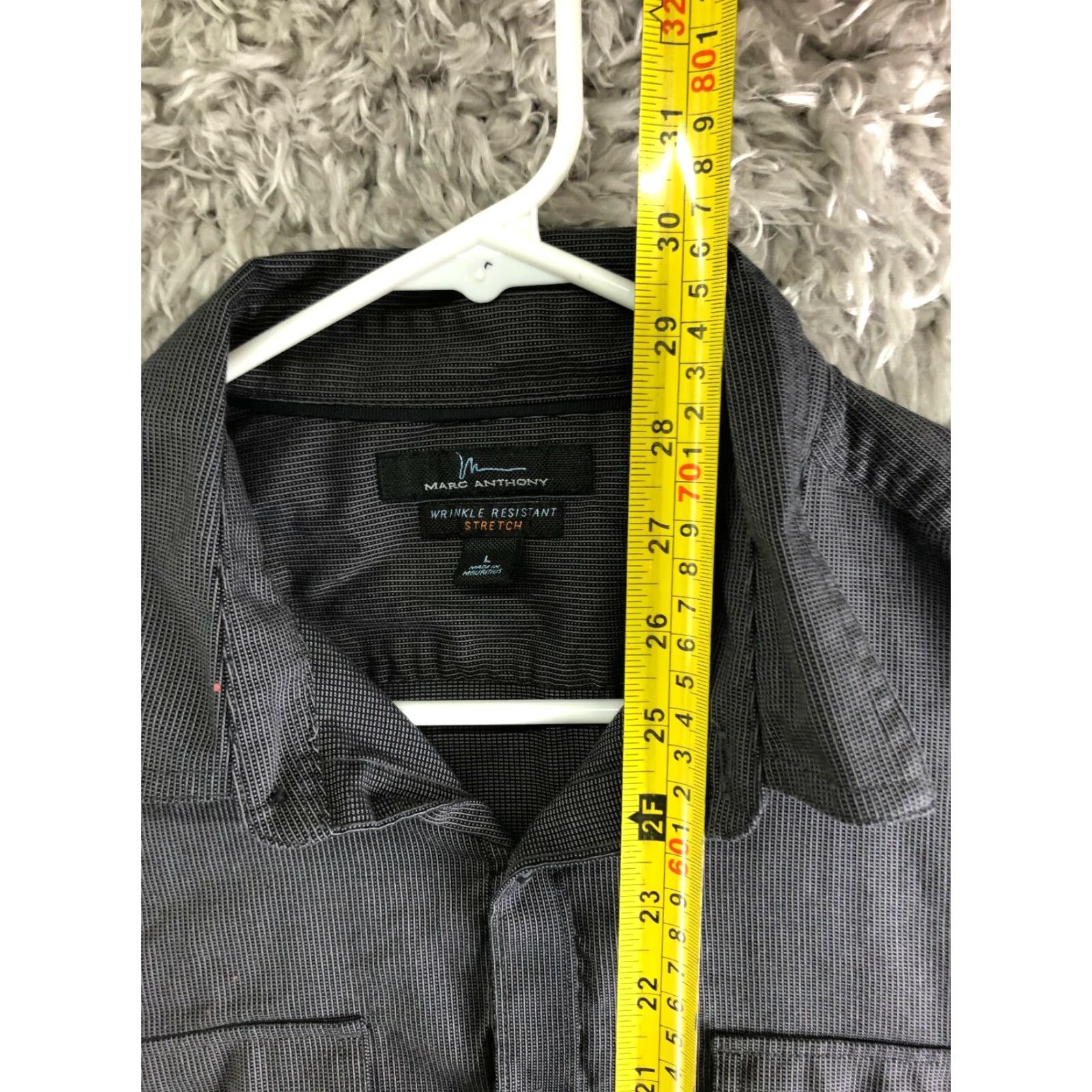 Marcs Marc Anthony Mens Large Wrinkle Resistant Gray Long Sleeve Spread Collar Shirt Size US L / EU 52-54 / 3 - 5 Thumbnail