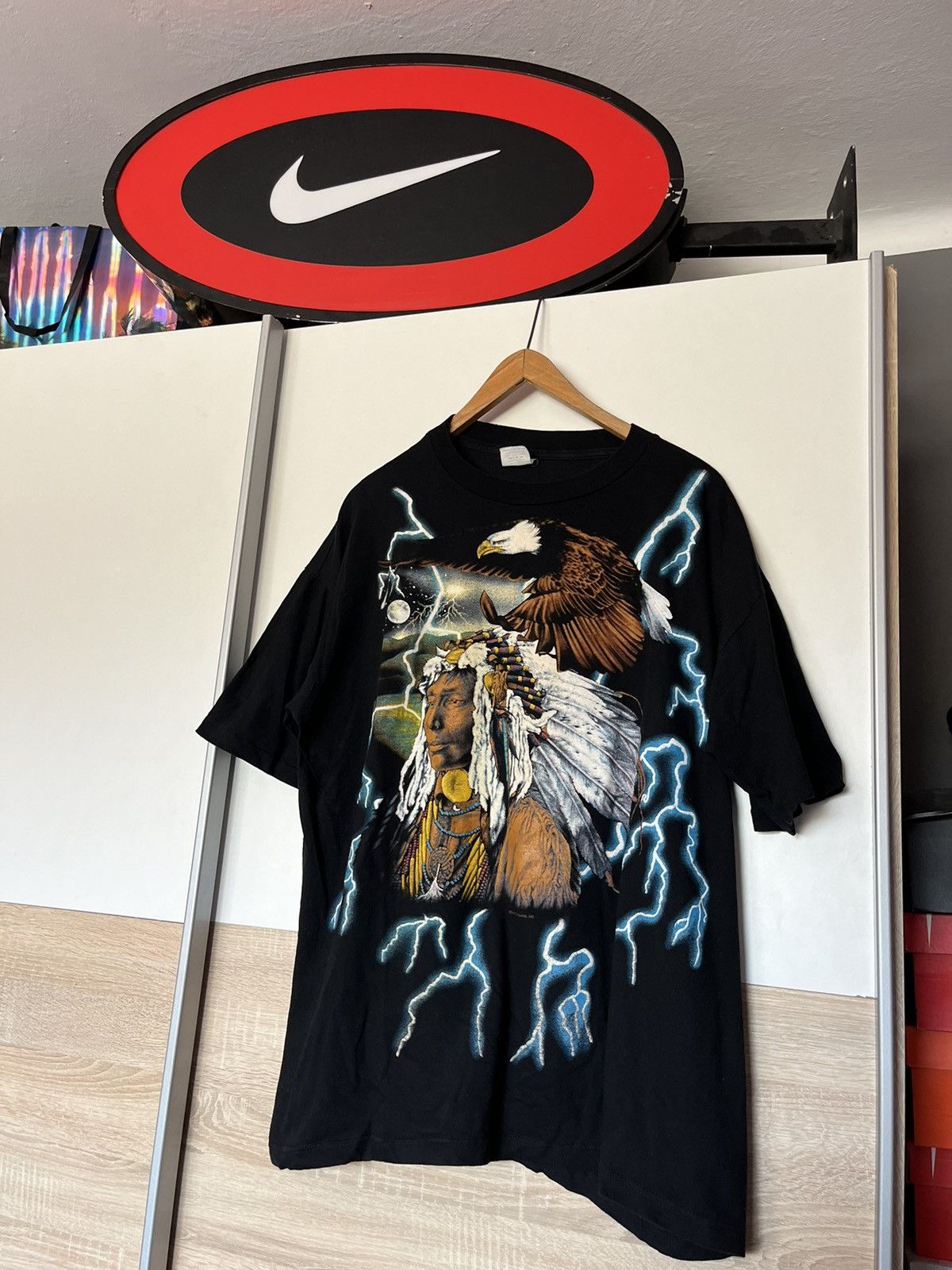 Tribal Streetwear × Vintage VTG 90’s Single Stitch American Thunder Tee Lightning Rare Size US XXL / EU 58 / 5 - 1 Thumbnail