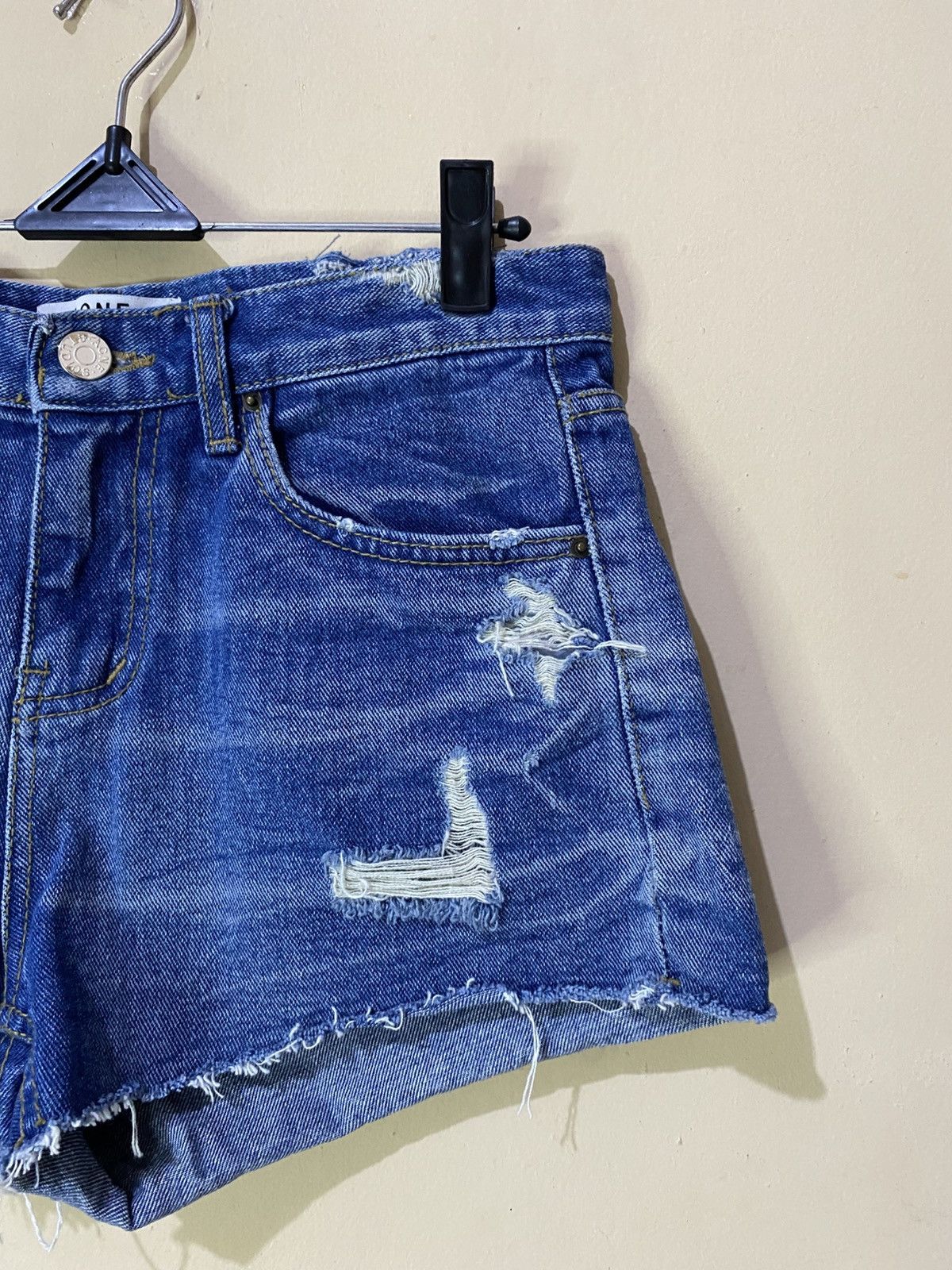 Acne Studios Bliss Merci Paw13 Distressed Short Denim