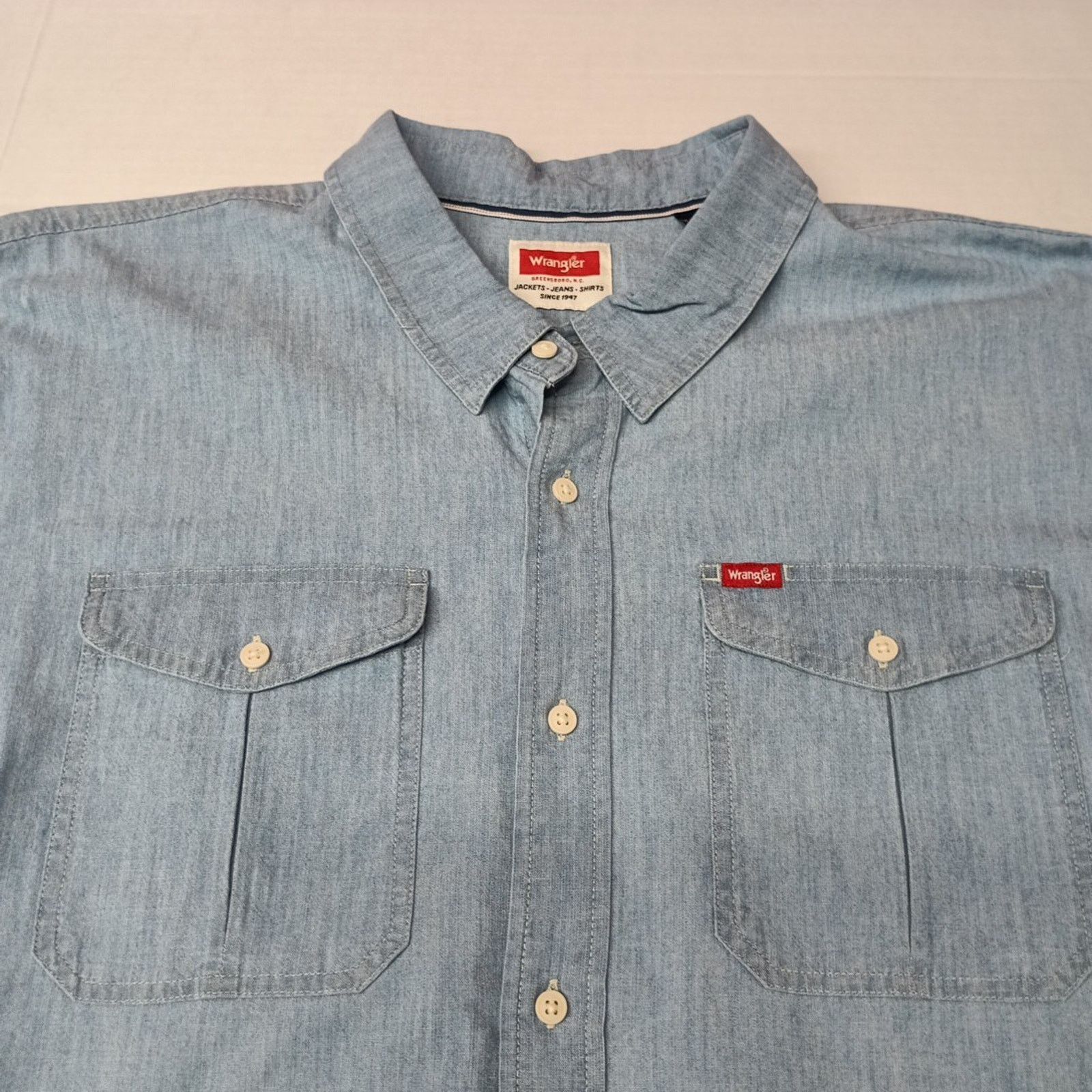 Wrangler Wrangler Men's Relaxed Woven Button Up Shirt Size 3XL Blue Size US XXL / EU 58 / 5 - 2 Thumbnail