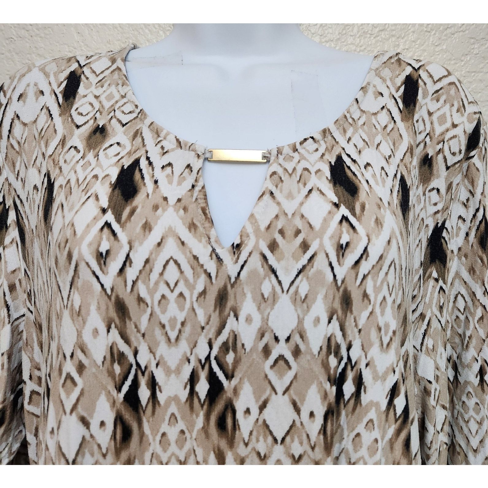 Other Ruby Rd. Brown Tan Black Geo Print Top XL Lightweight Soft Size XL / US 12-14 / IT 48-50 - 2 Thumbnail