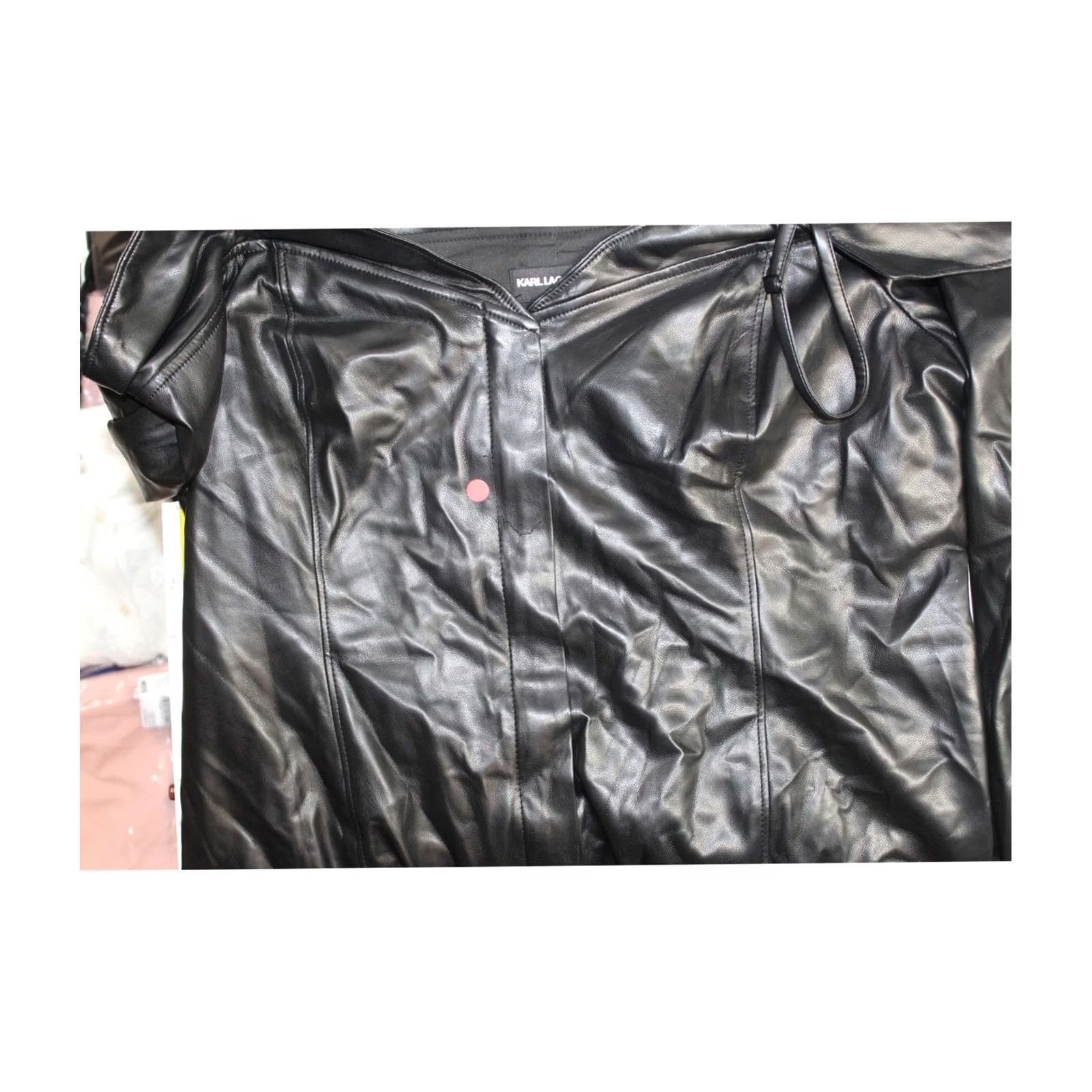 Karl Lagerfeld Karl Lagerfeld Womens black Dress Size 16 Off-Shoulder Faux Leather Size XXL / US 16-18 / IT 52-54 - 2 Thumbnail