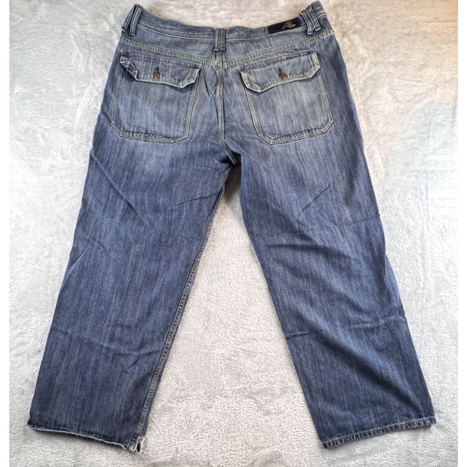 Vintage VINTAGE Request Jeans Mens 36 Regular Jeans Blue Wide-Leg 90s Hip Hop Retro Baggy City College Size US 36 / EU 52 - 2 Thumbnail