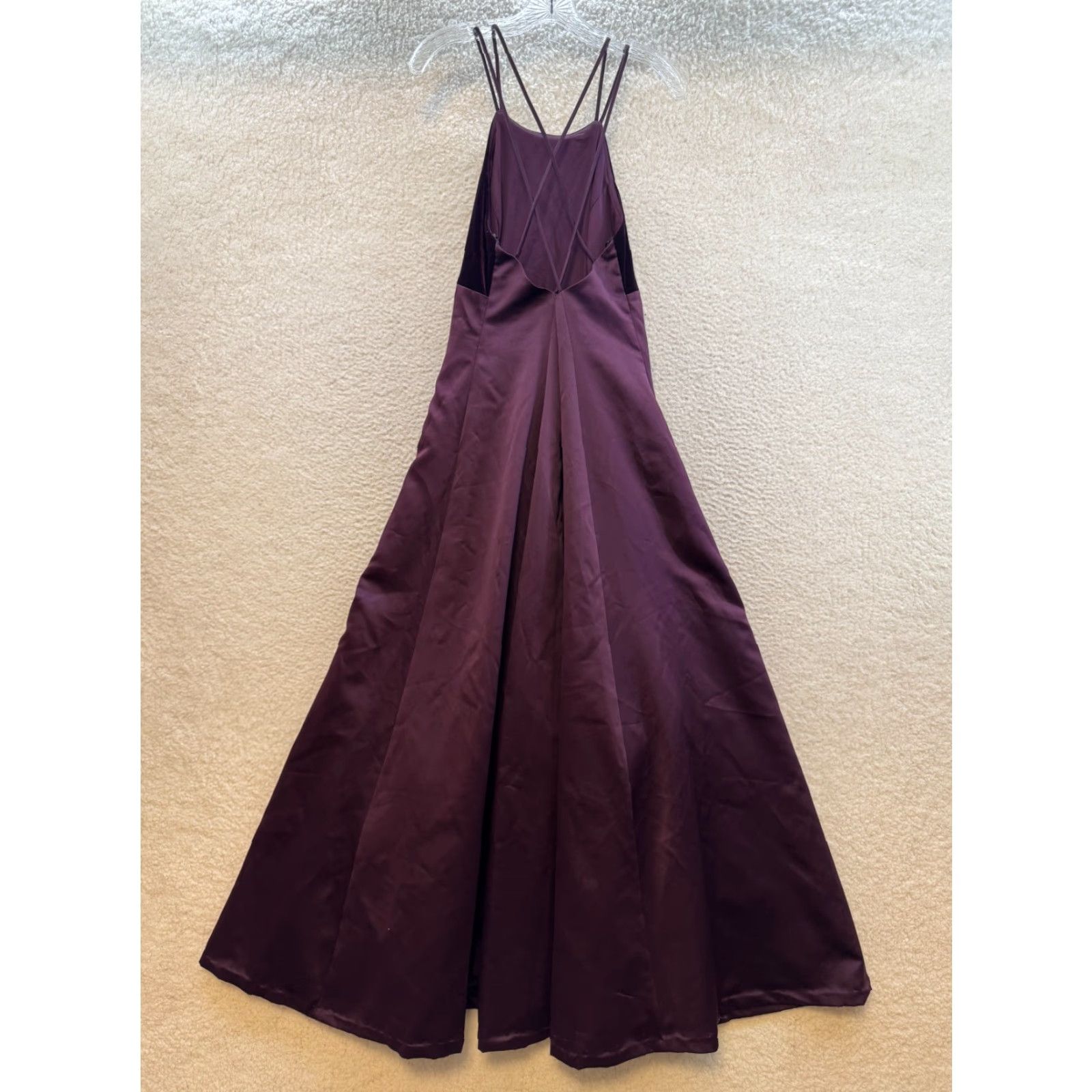 Vintage VINTAGE 90s Y2K Betsy & Adam Prom Dress 12 Large Plum Purple Velvet Satin Eveningwear Ball Gown Girls Womens Size XL / US 12-14 / IT 48-50 - 2 Thumbnail