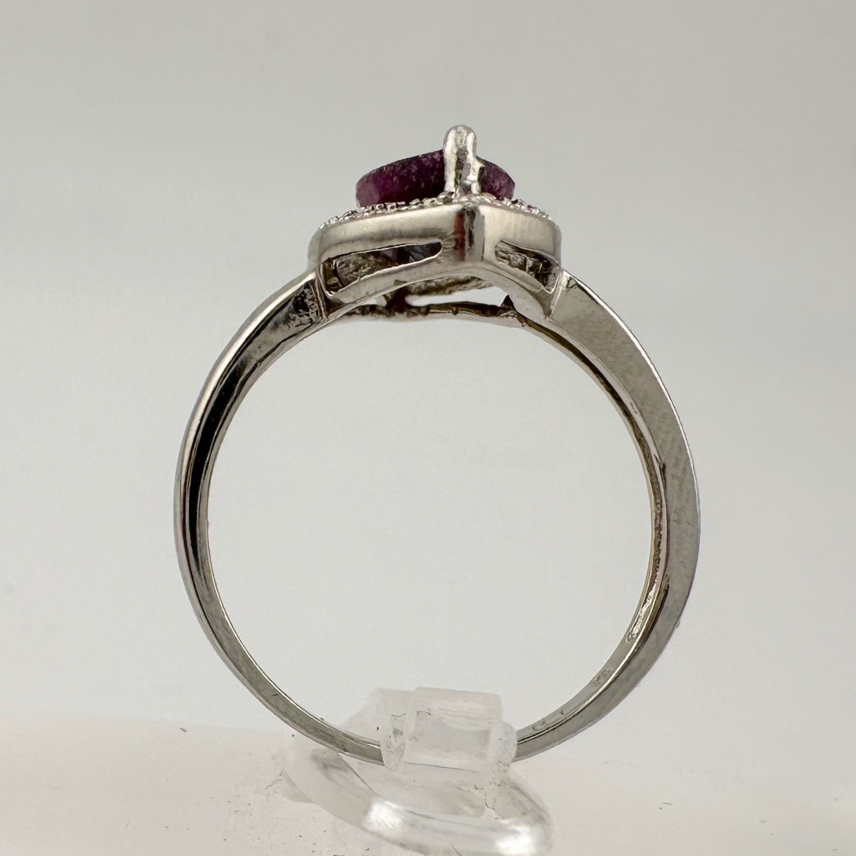 Marquise Cut Garnet & Diamond Ring - Sterling Silver - Sz 7