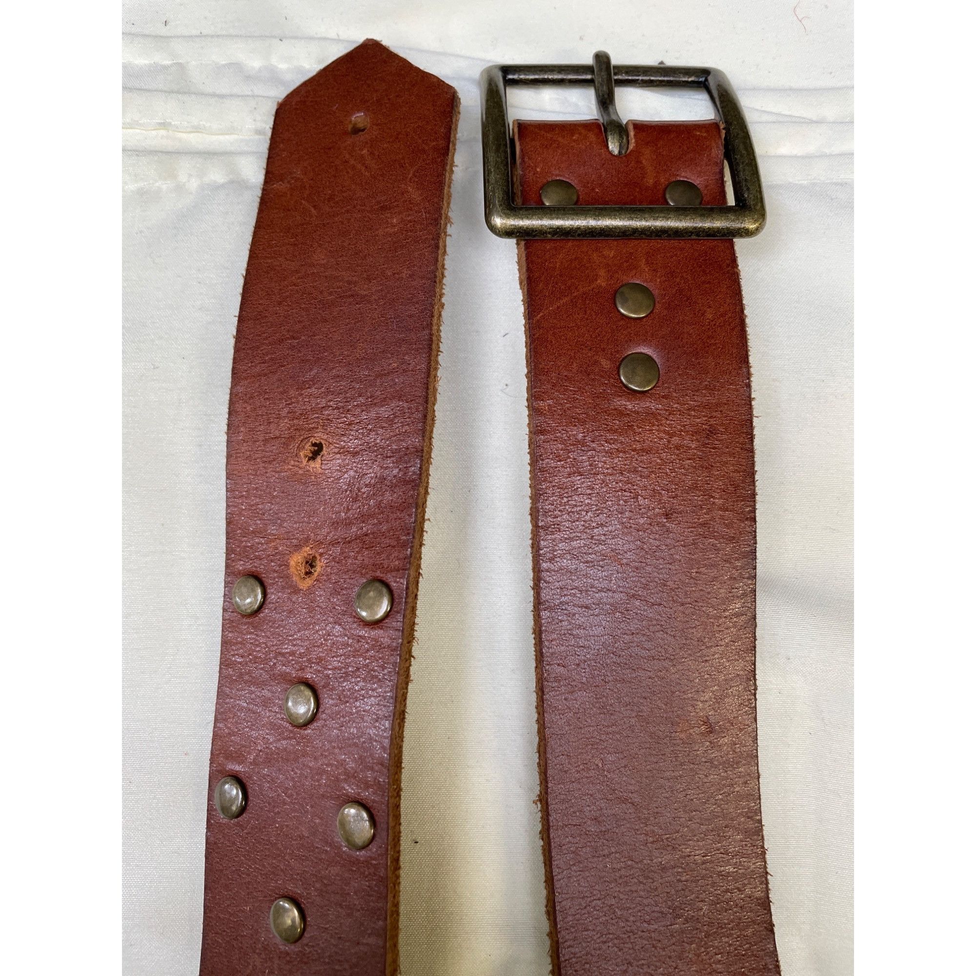 Other Vintage Womens Brown Leather Belt with Copper Studs Size S S Size ONE SIZE - 4 Thumbnail