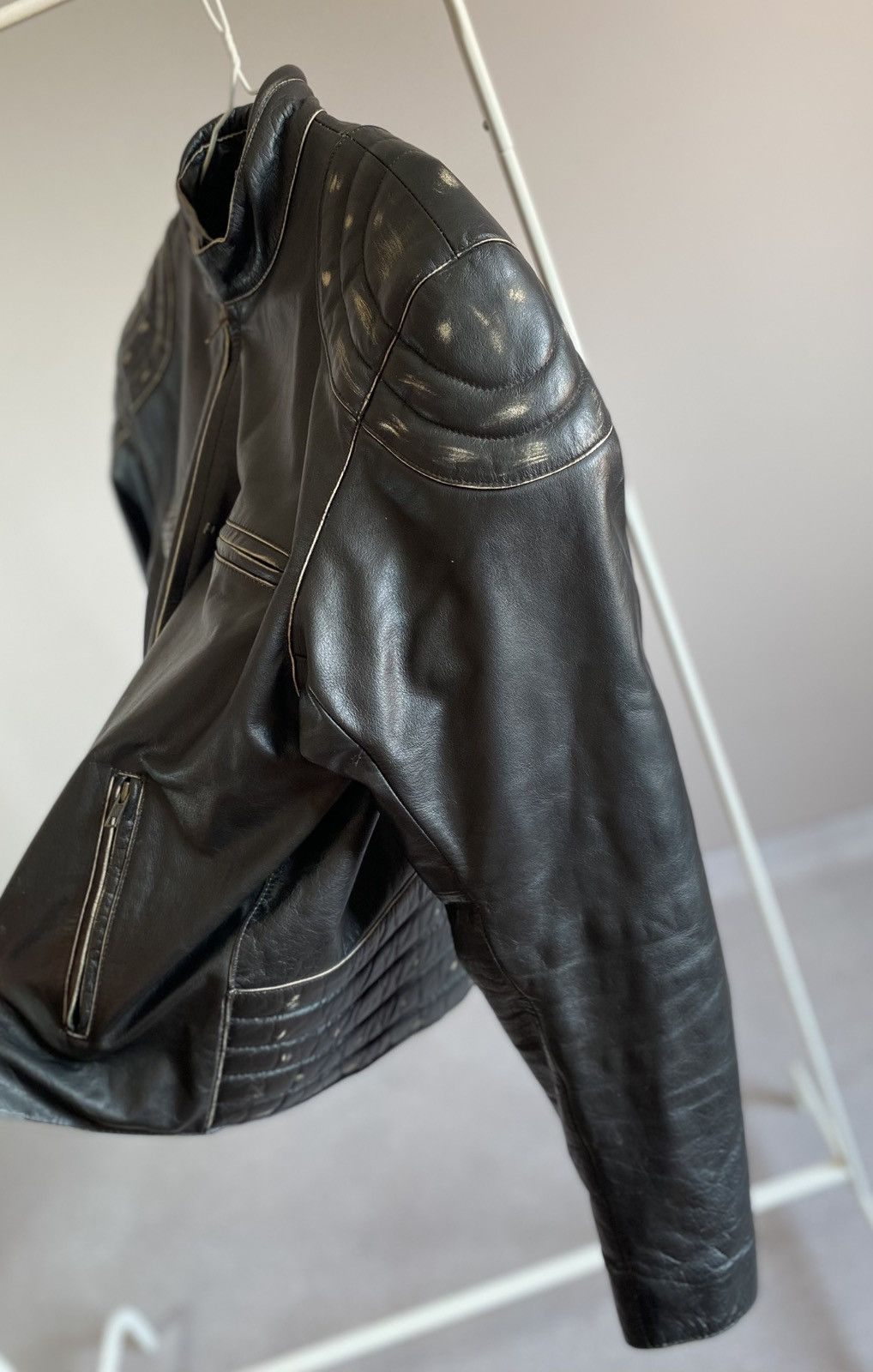 Vintage Buffalo Leather Jacket Distressed Effect Coat Size US XL / EU 56 / 4 - 17 Thumbnail