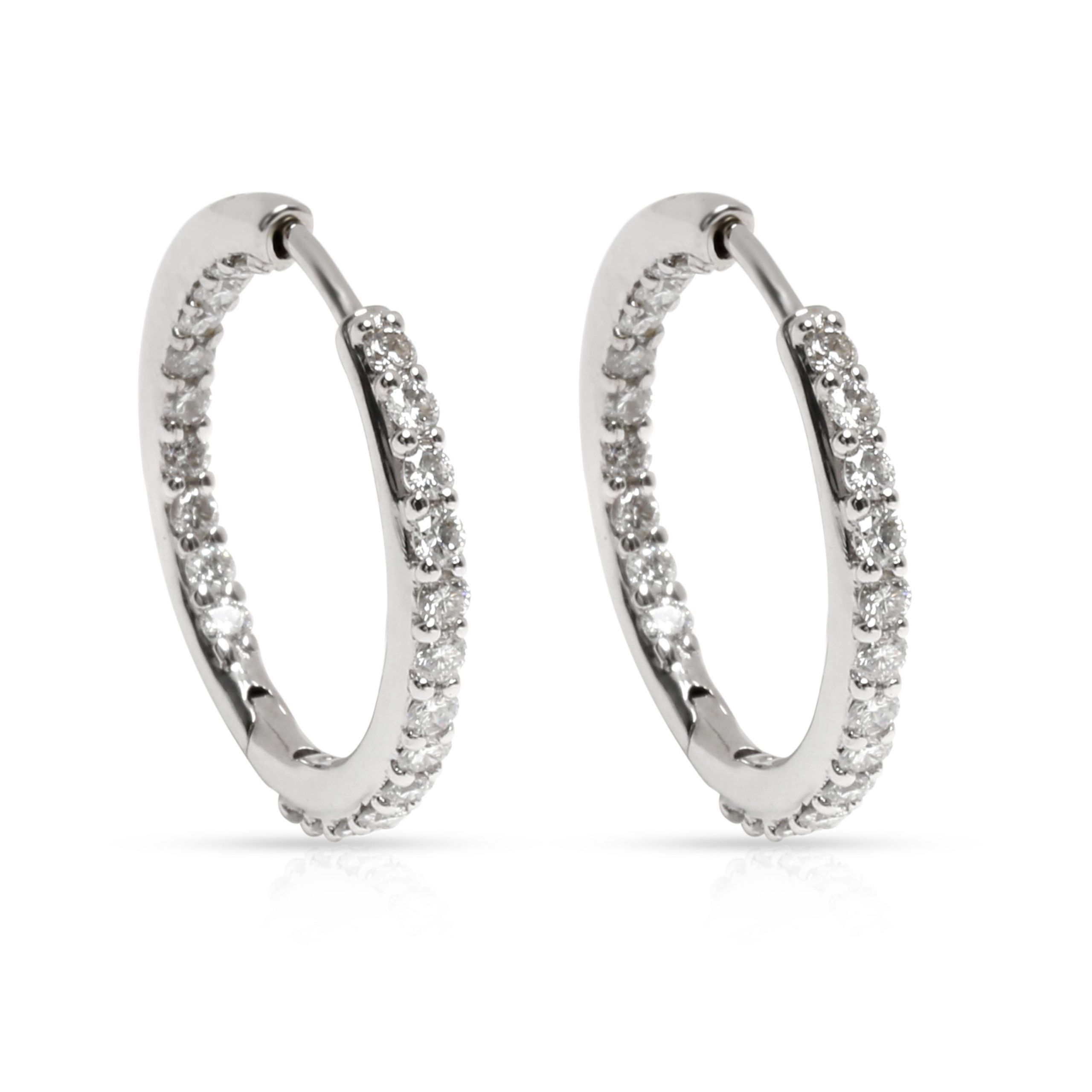 Inside Out Diamond Hoop Earring in 18K White Gold 1.02 CTW
