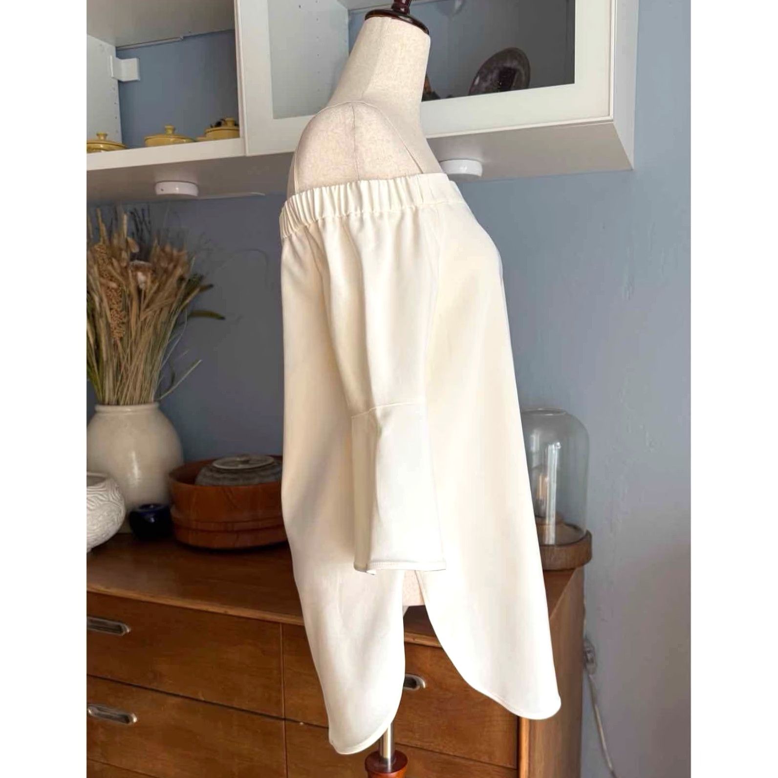 Tibi Tibi Ivory Off Shoulder Tunic Top Flared Sleeves Size 2 Size XS / US 0-2 / IT 36-38 - 5 Thumbnail
