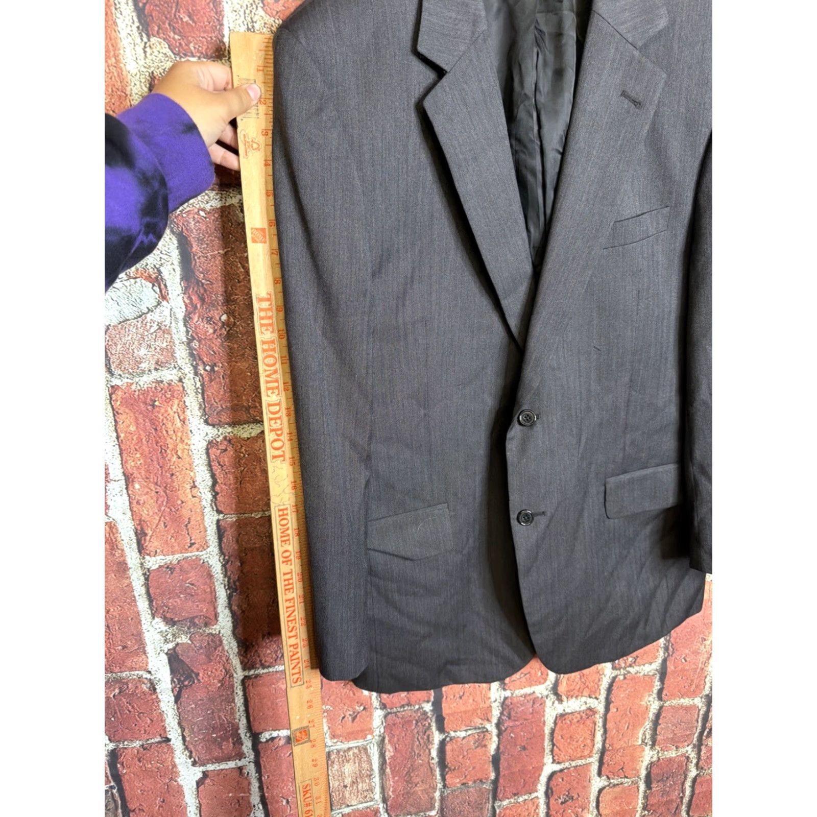 Jos. A. Bank Jos A Bank Reserve Blazer Mens Wool 100% Gray Striped 44 Regular Two-Button Notch Lapel Business Formal Wedding Vintage No Size 44R - 3 Thumbnail