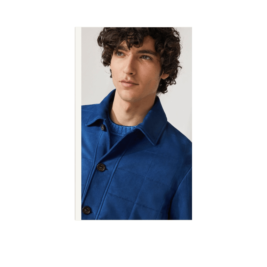 Loro Piana o1srvl11e1224 Quilted Shirt Bomber Jacket in Blue Size US XL / EU 56 / 4 - 4 Thumbnail